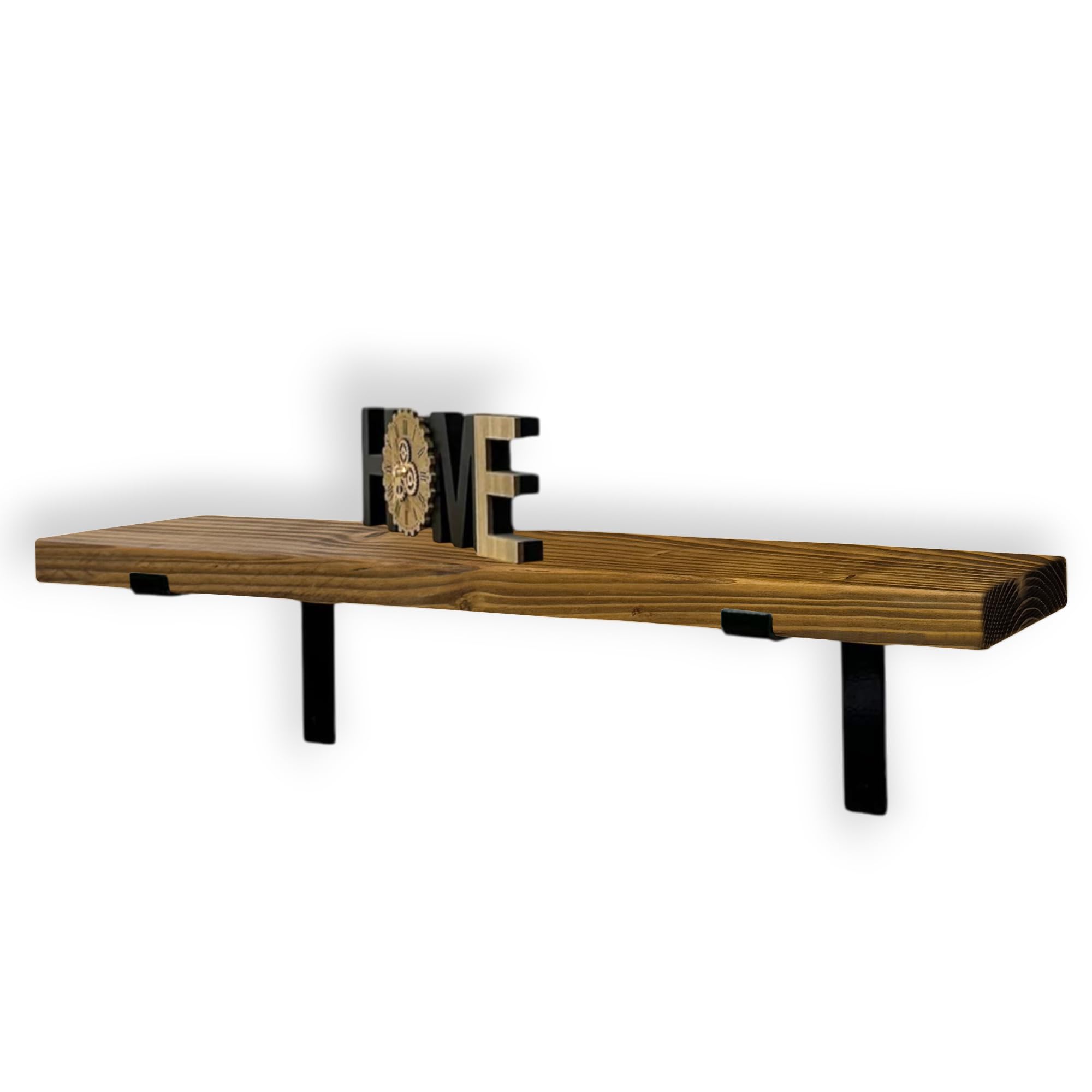 MKGT Rustic Shelf | Handcrafted Industrial Scaffold Shelves, Solid Wood Ideal for Kitchen, Room Wall Mounted (Tudor Oak, 90cm (0.9m) ~ 35.4) — image 1