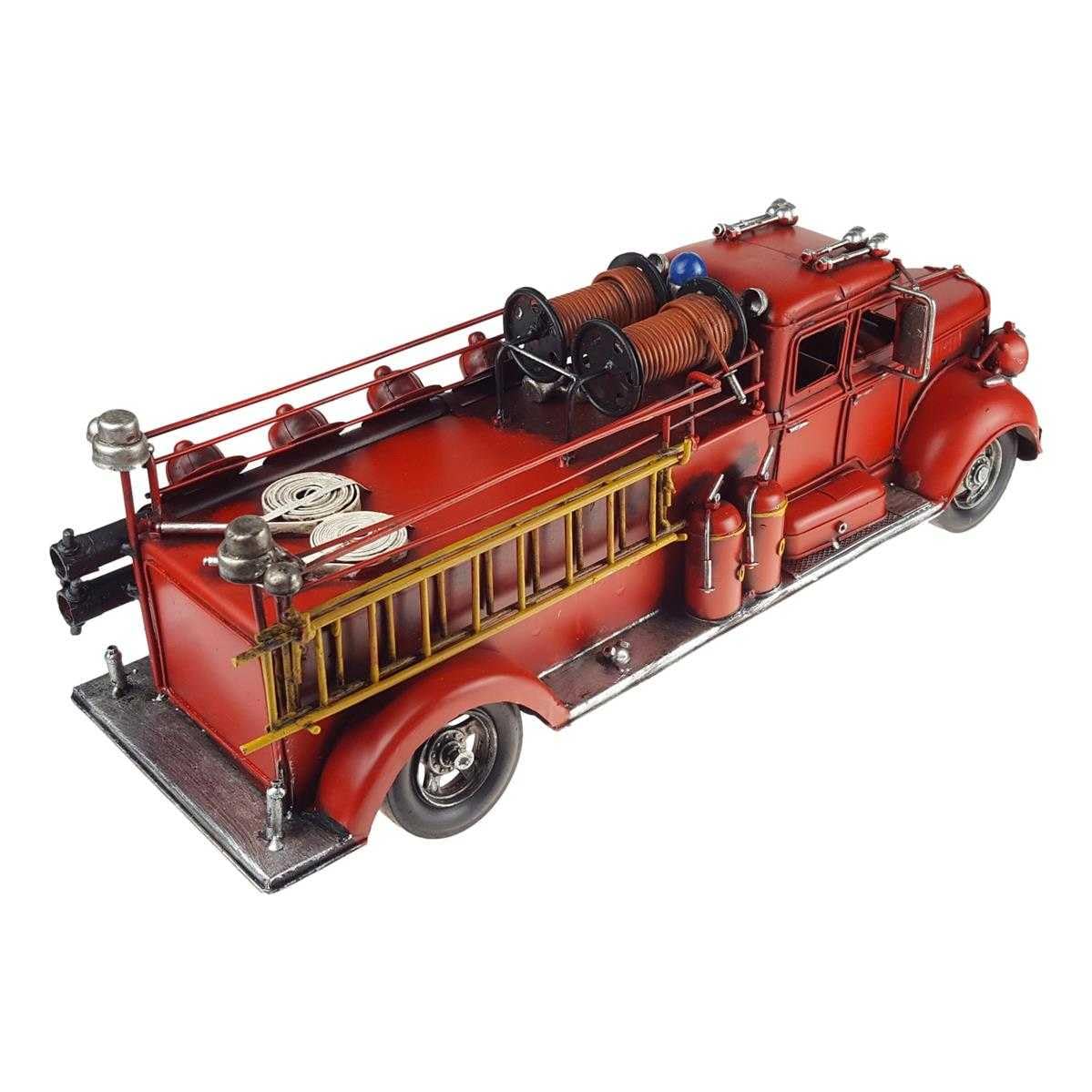 Blechmodell Blechauto Modellauto Feuerwehrwagen Feuerwehrauto Antik-Stil Eisen rot L 51,1 cm