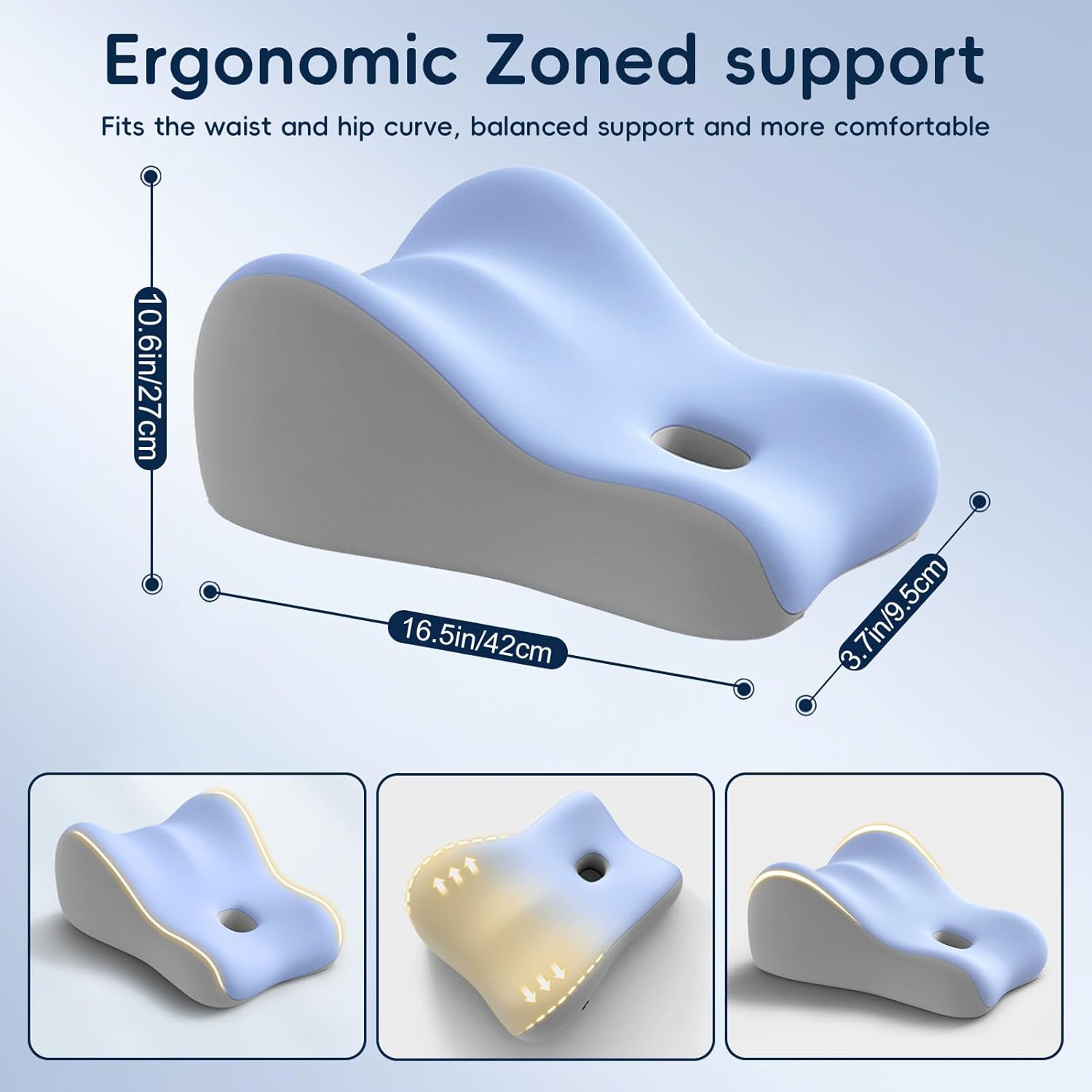 Natural Latex Wedge Pillow for Couples & Maternity - Ergonomic Support Cushion for Back, Waist & Leg Relief - Multi - Functional Body Positioner, Blue