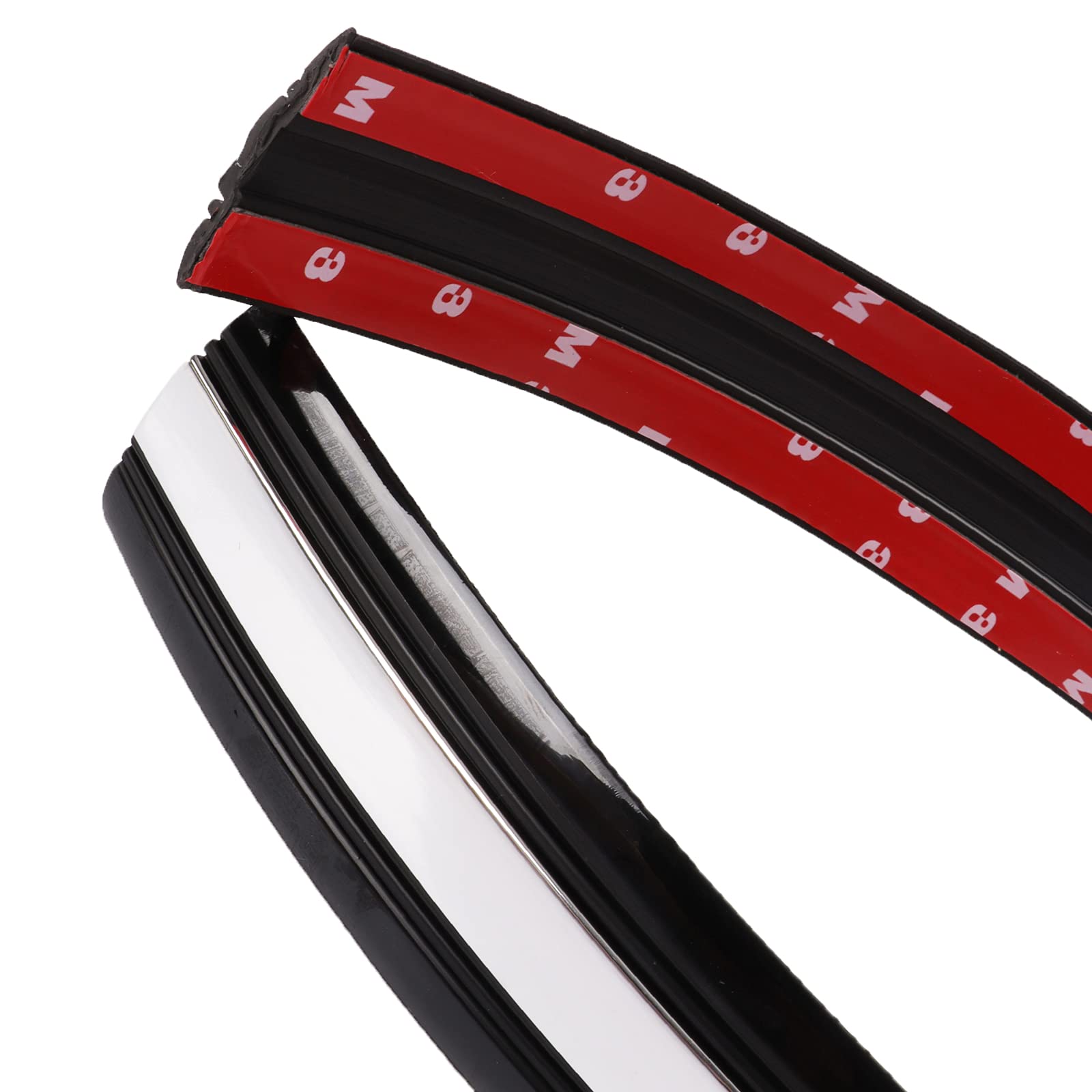 Tira de moldura para automóviles – 43 mm de ancho negro con borde lateral plateado del cuerpo (autoadhesivo) para puerta de coche/camión a prueba de arañazos (12 pies)