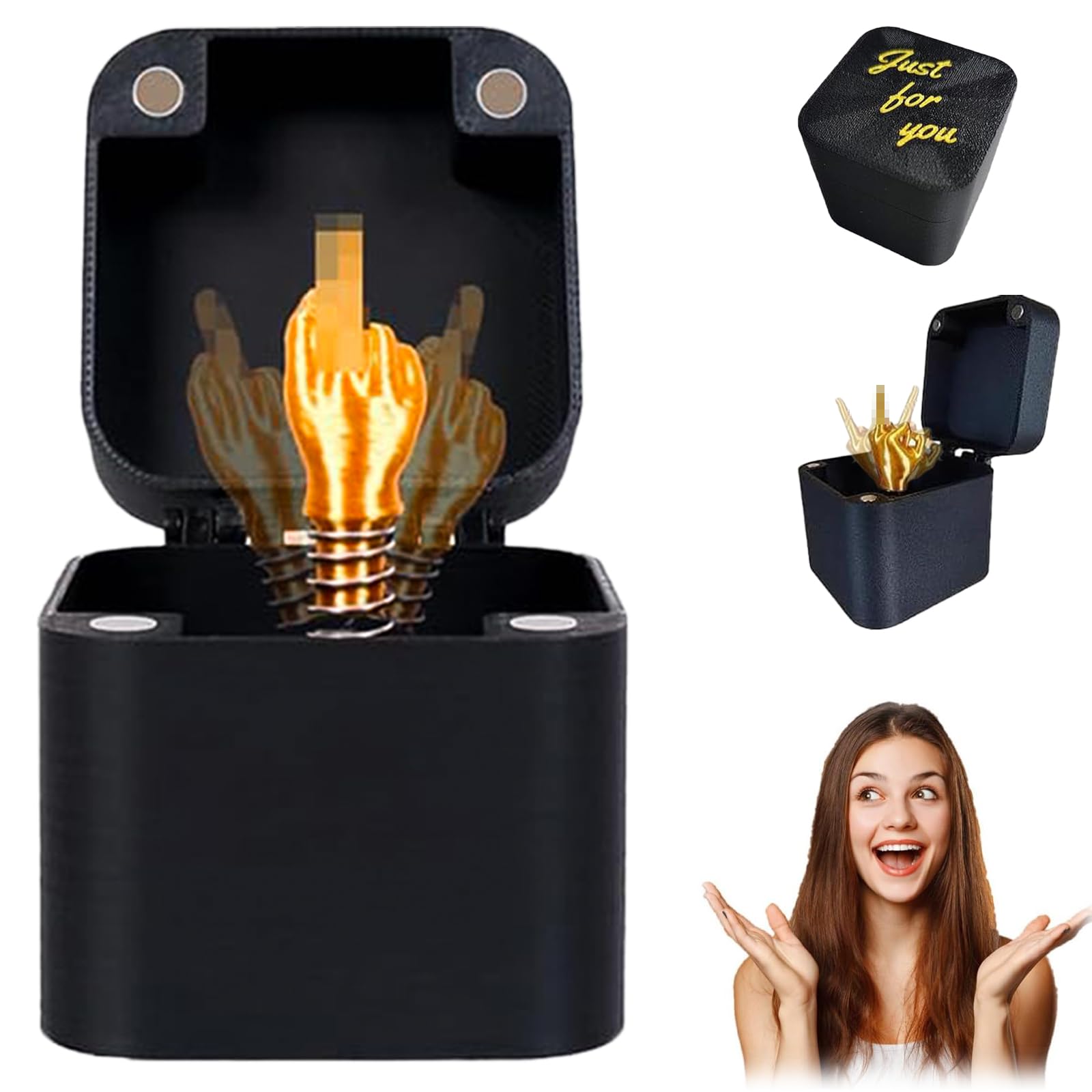 Middle Finger in a Box, 3D Printed Finger Surprise Gift Box, Funny Pop Up Prank Toy for Office or Home, White Elephant Gifts for Adults, Cute and Best White Elephant