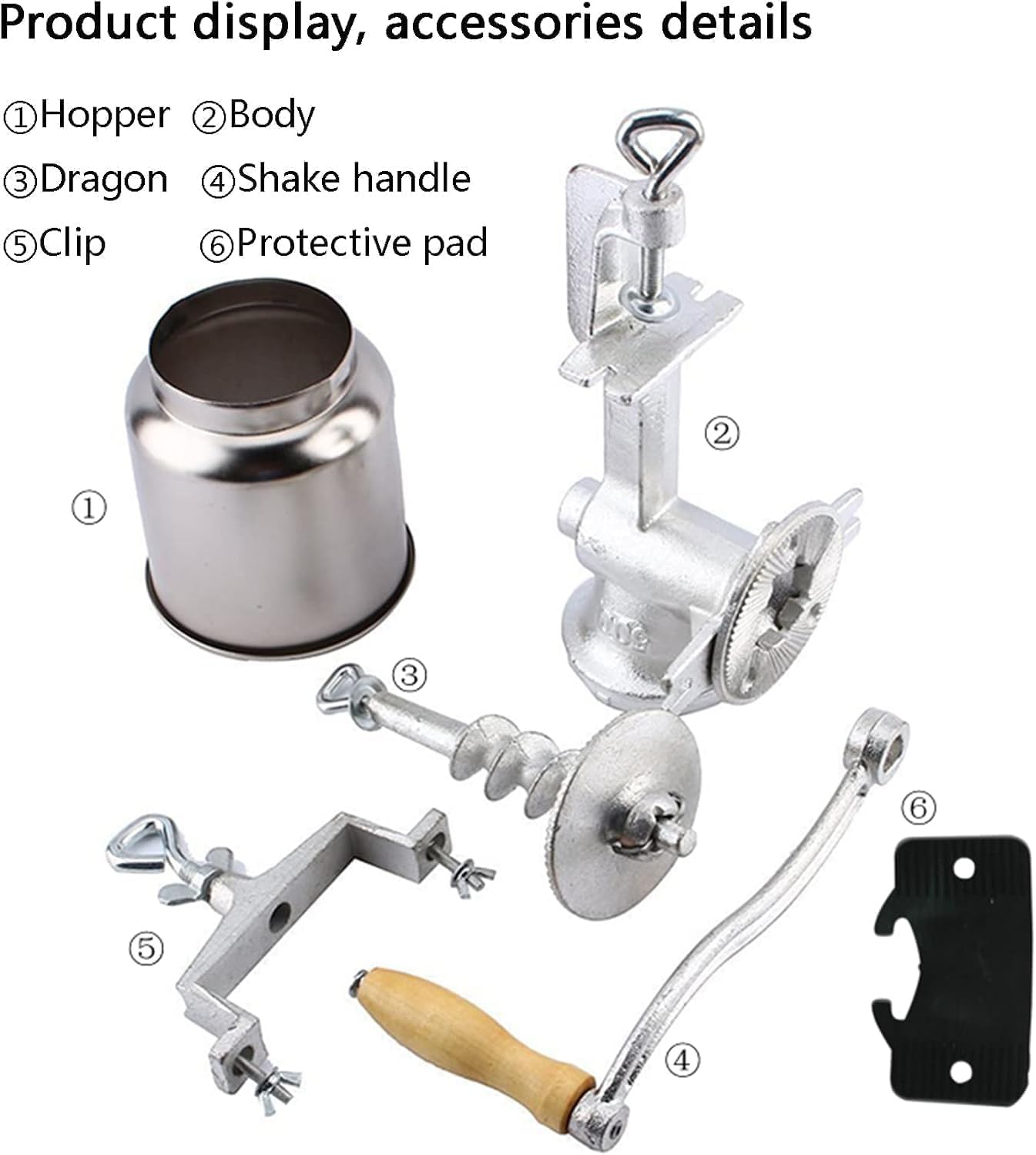 Molinillo manual de grano con grosor ajustable, tolva grande para moler nueces, semillas y especias