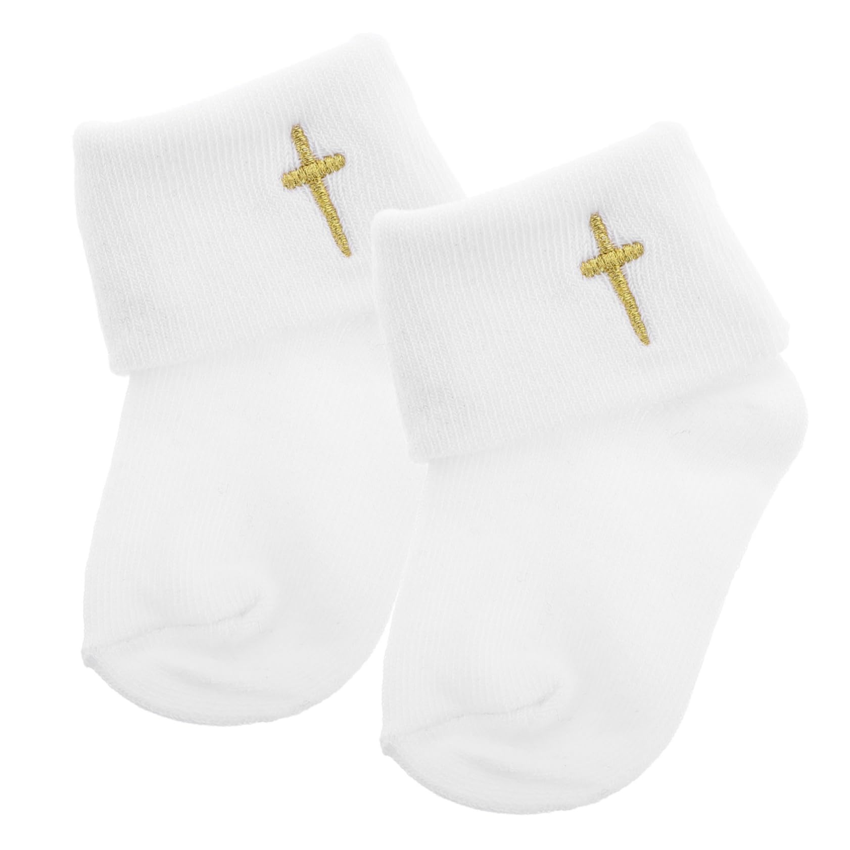 minkissy Infant Baptism Socks Charming Turn Cuff White Baptism Socks for Baby Boys Girls Soft Cotton 0-1 Year Old Newborn Footwear