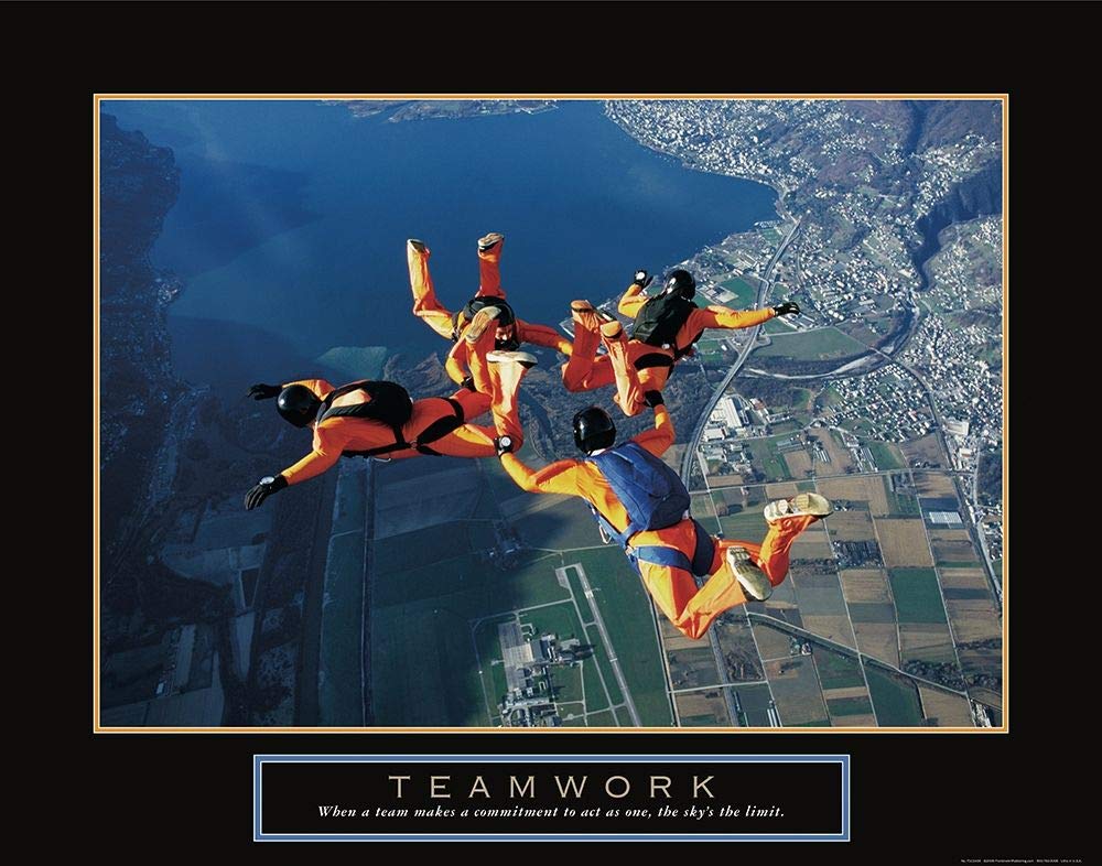 Sentirsi a casa TELA-TELA-Lavoro di squadra-Cielo-Divers-Frontline-Giochi-&-Sports-Fine Art-stampa-incorniciato-su-legno-barre-cm_22x27_in