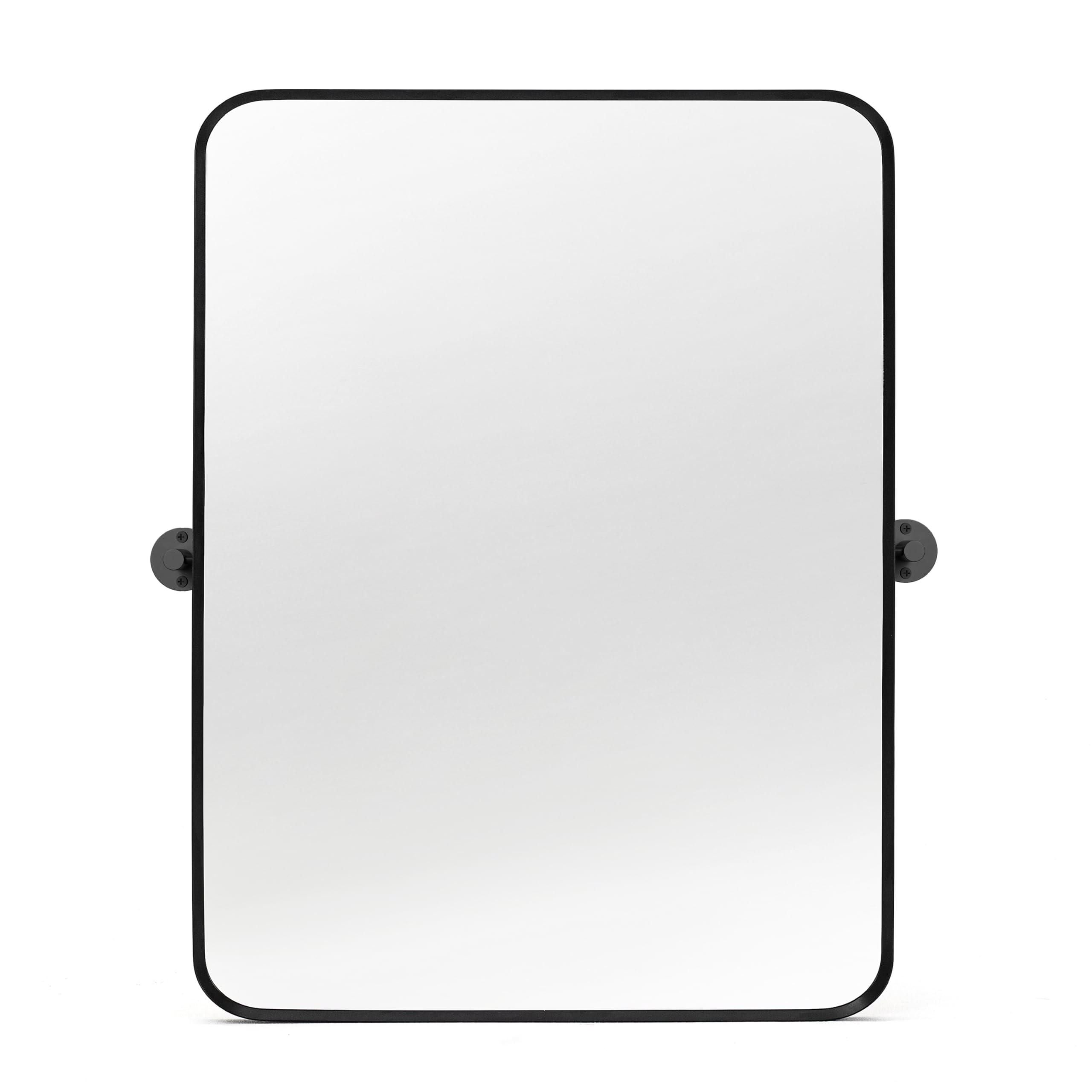 18" x 24" pivot rectangle bathroom mirror tilting beveled black metal framed vanity mirrors for wall, tempered glass