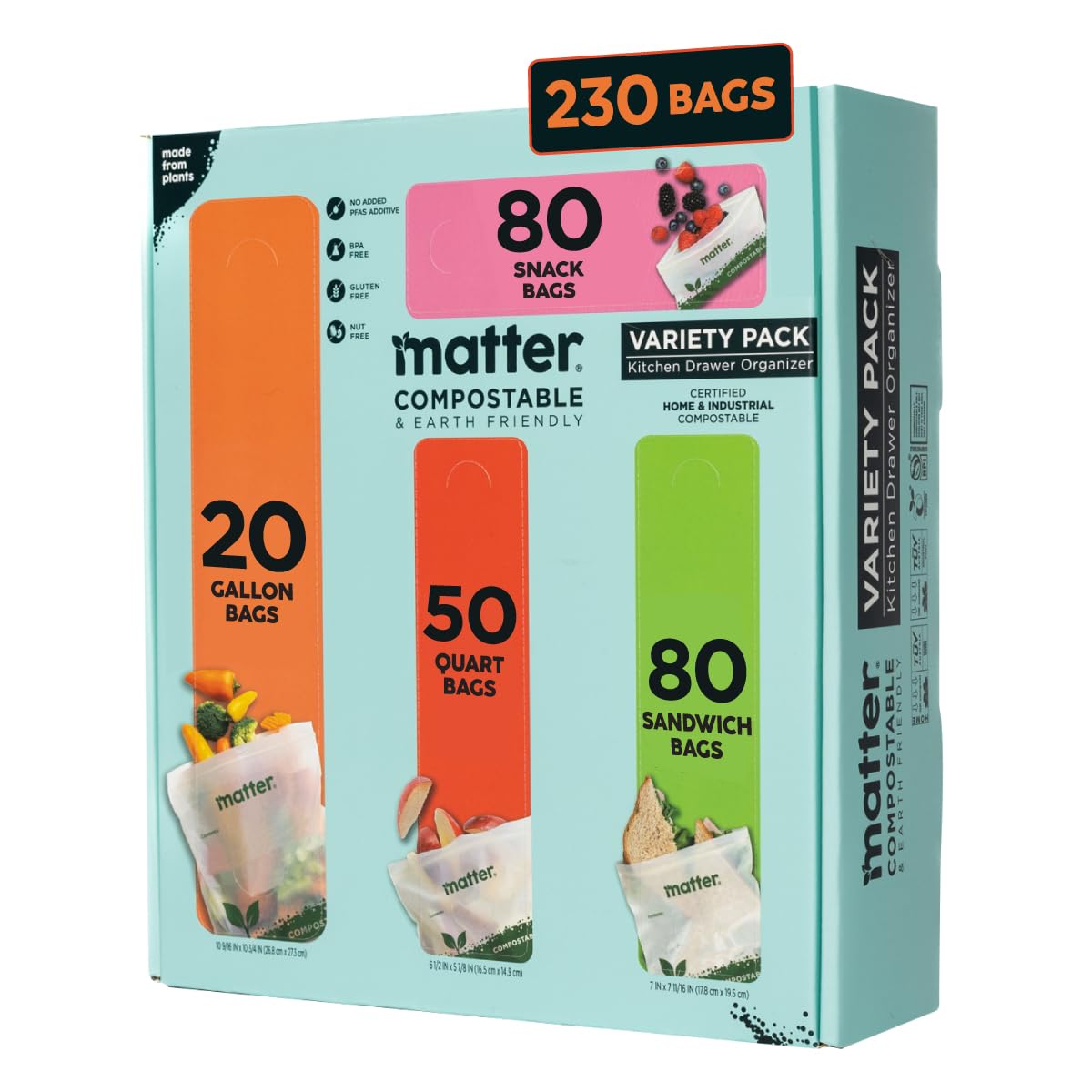 Matter Compostable Resealable Bags 230-Count
