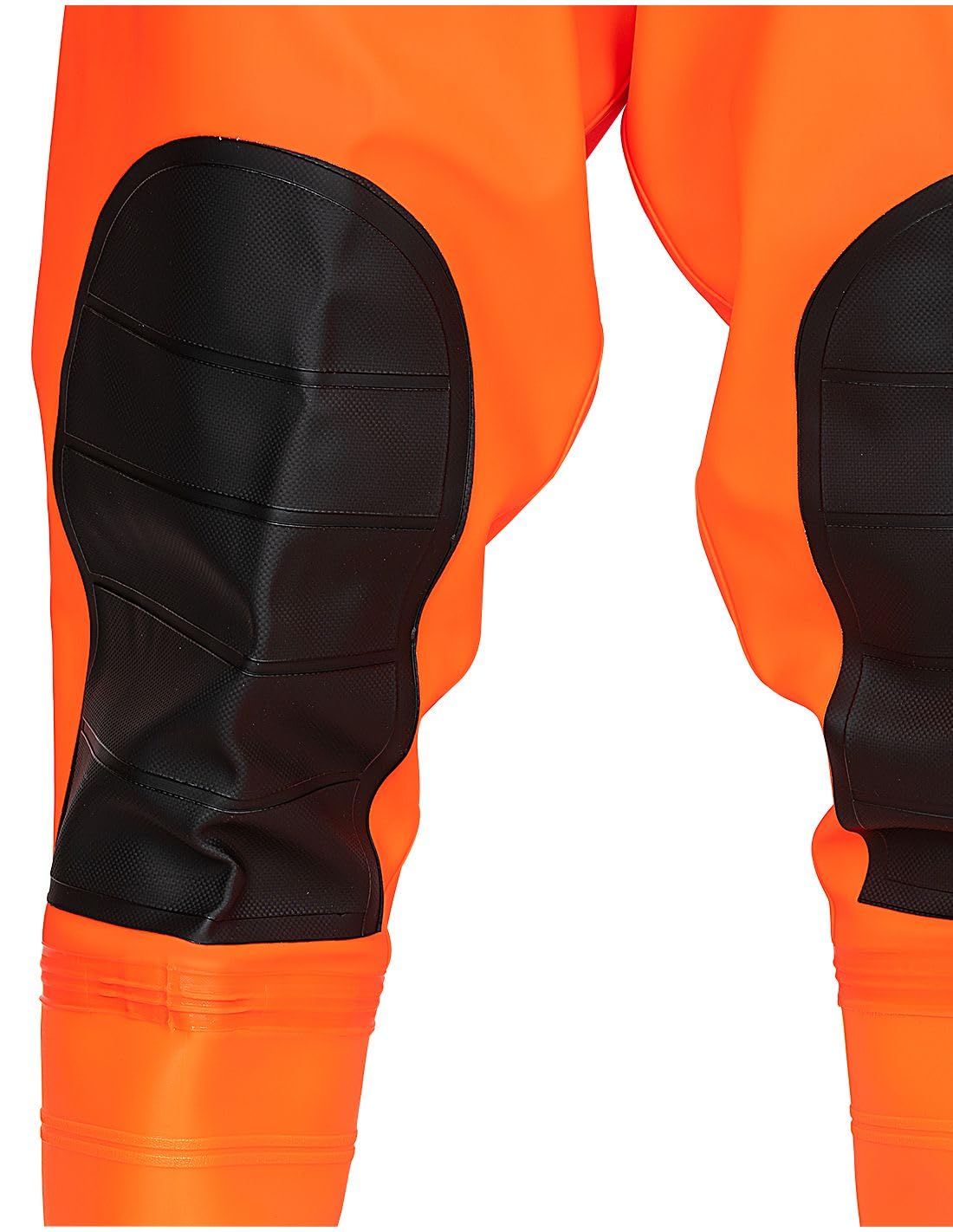 Salopette da pesca S5, pantaloni da pesca con stivali, arancione/giallo, taglia 40-48