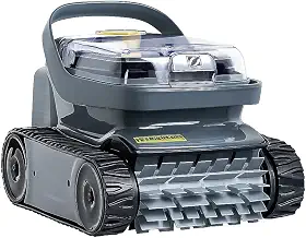 Robô Aspirador OPX32 Automático para Piscina, Cinza e Preto, Sistema de Limpeza com Esteiras, Filtro Integrado