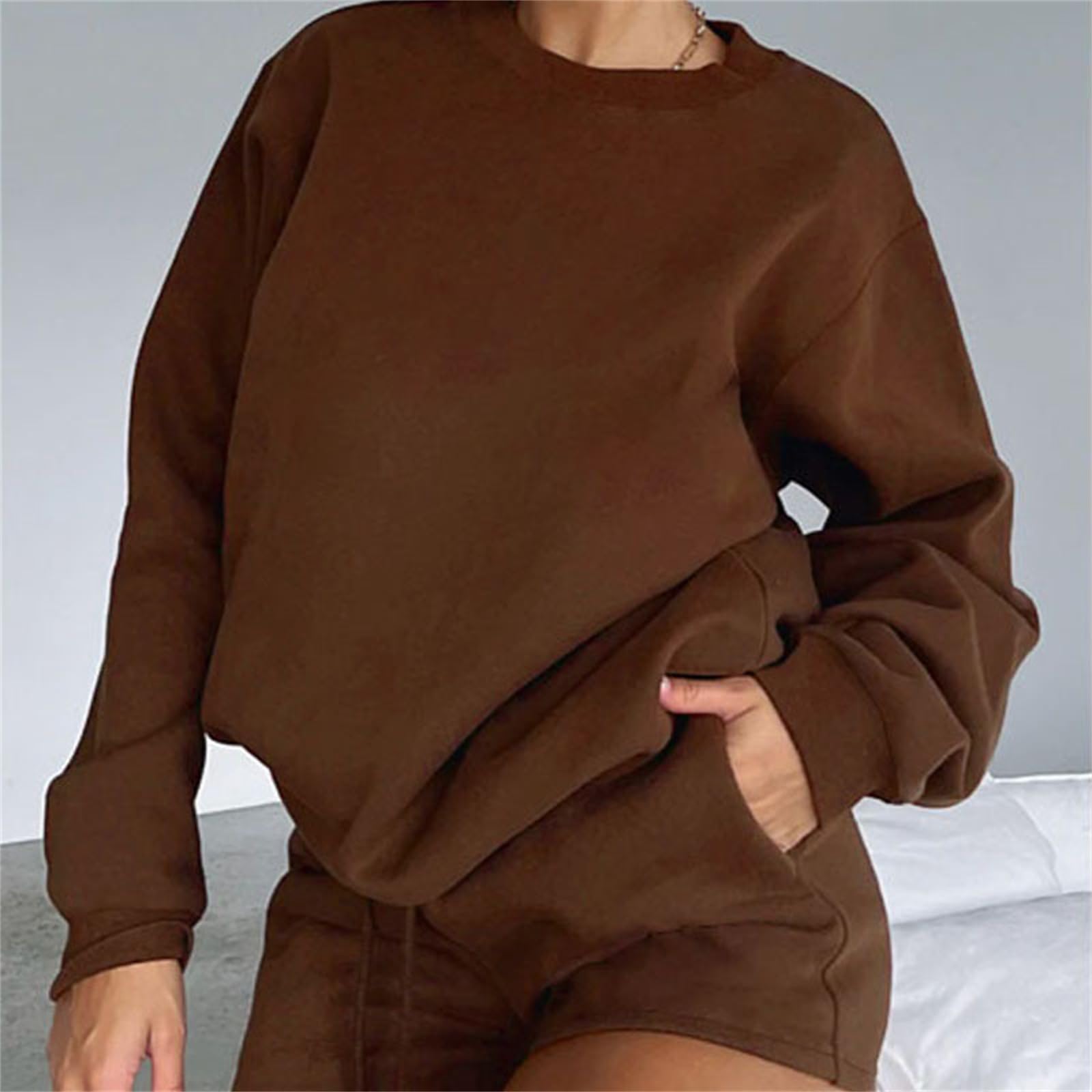 Suncolour Completo da Donna in Due Pezzi Felpa Pullover e Pantaloni da Jogging Tuta Calda Set di Tute Casual
