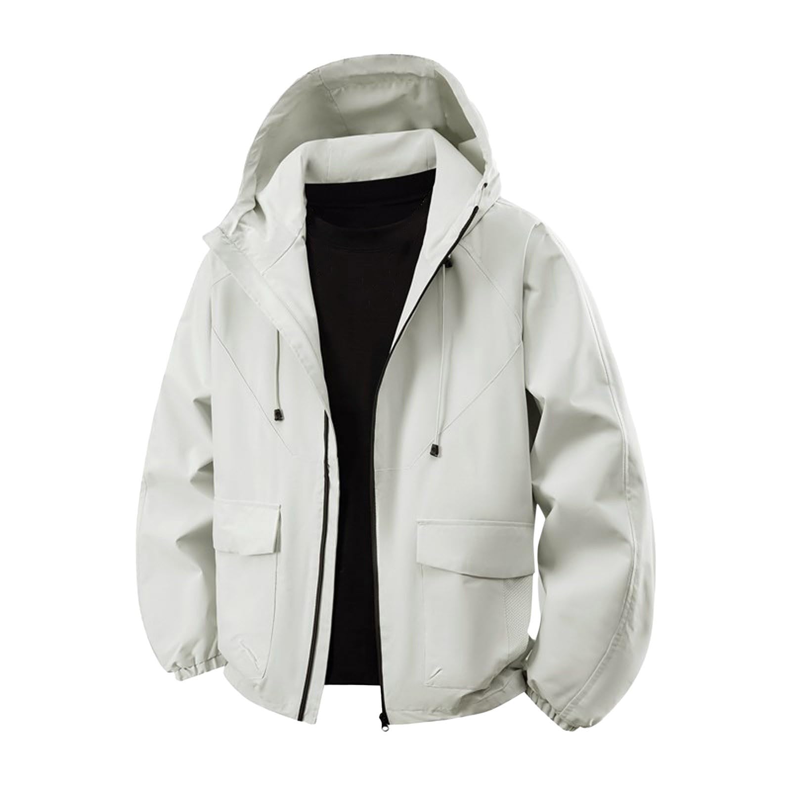 Chubasquero para hombre, ligero, transpirable, plegable, resistente al agua, para exteriores, chaqueta de senderismo, cortavientos, viajes, chaqueta de entretiempo con capucha, chaqueta