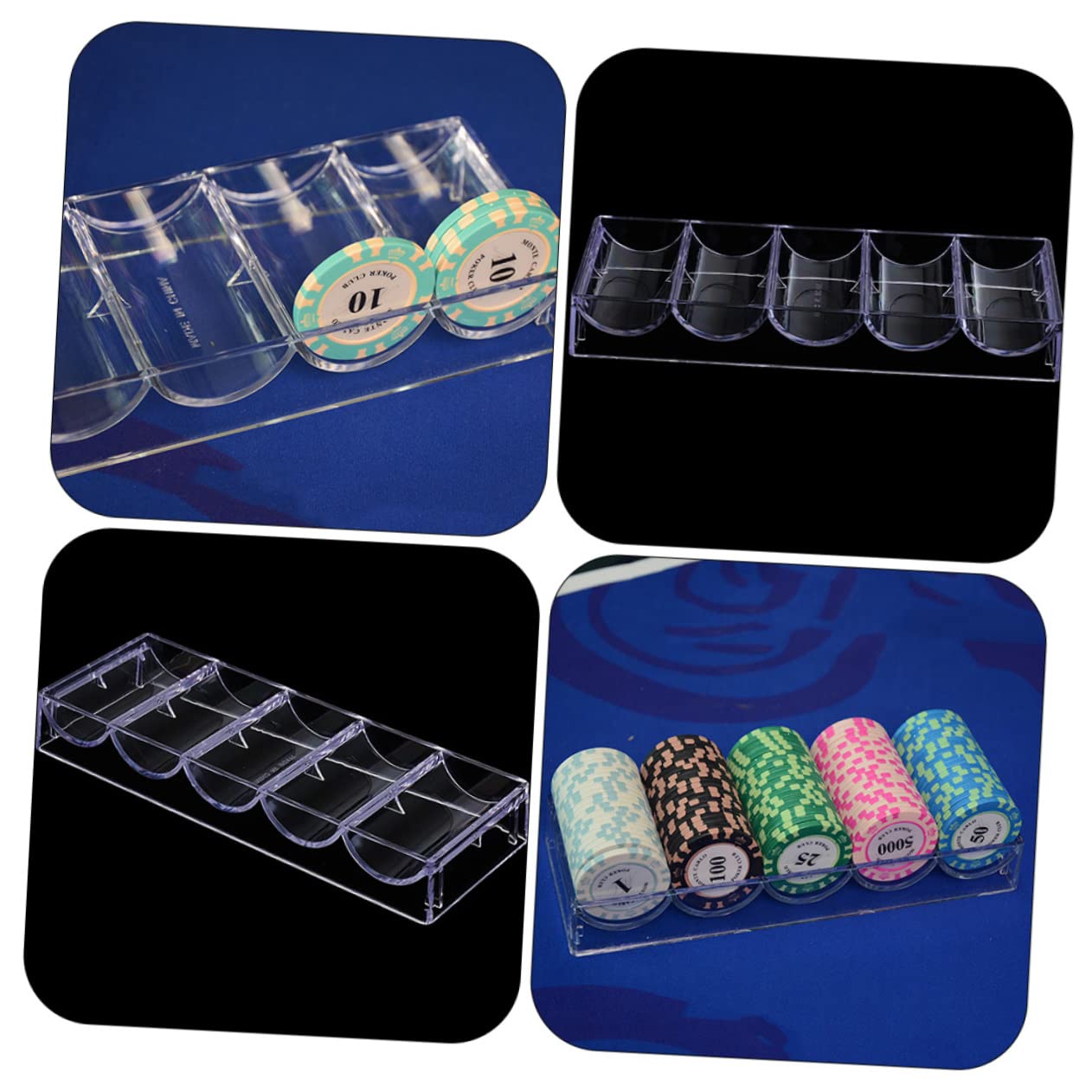 Cabilock 3pezzi Scatola Trasparentper Poker Chips Organizer Elegante Con Capacità Di Chips Per Mantenere Ordine Tuo Spazio Di Gioco Per Uso Quotidiano