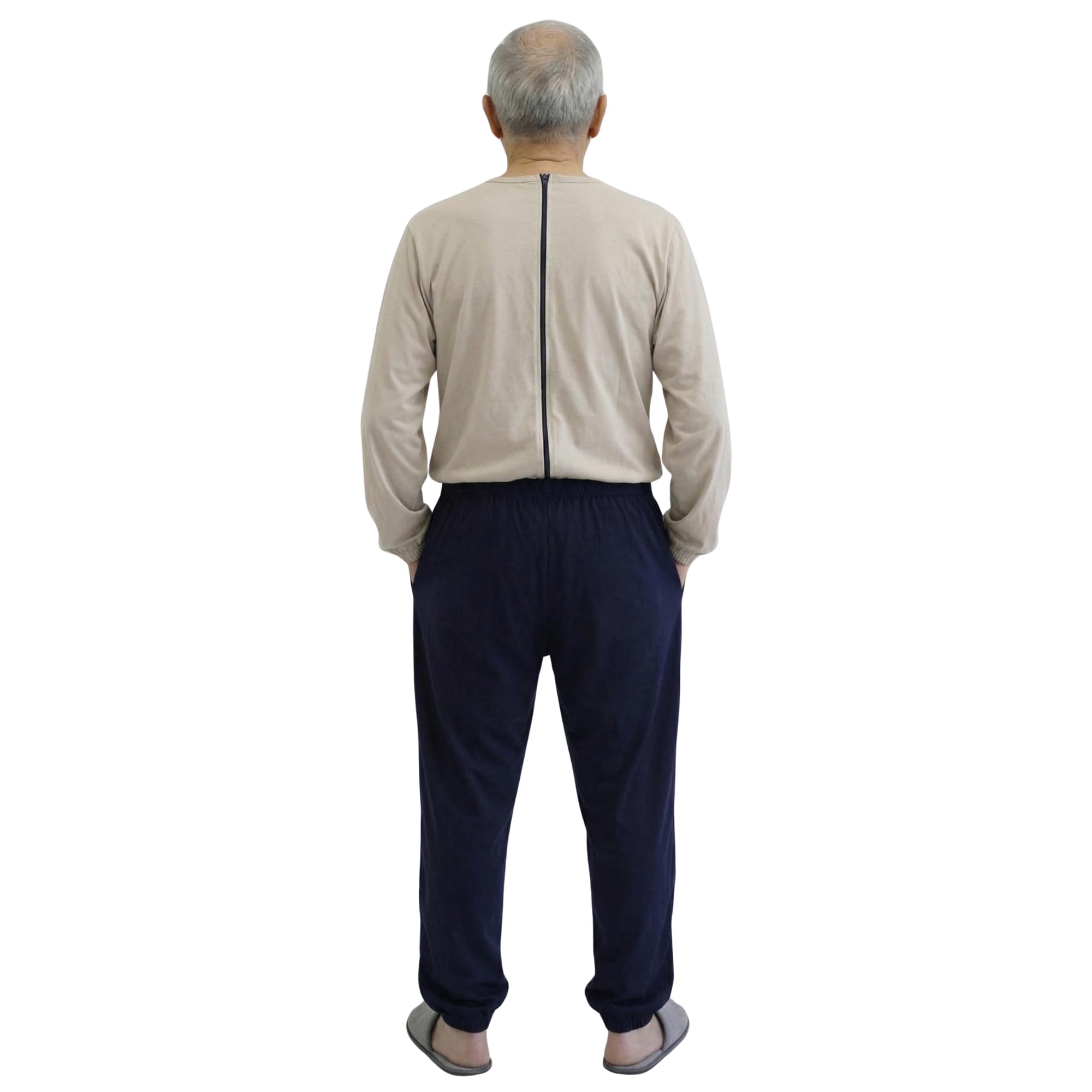 FERRUCCI COMFORT Pijama sanitario con cremallera trasera y cierre de cremallera de 100% algodón – Ideal para ancianos, incontinencia, Alzheimer y demencia, mono entero