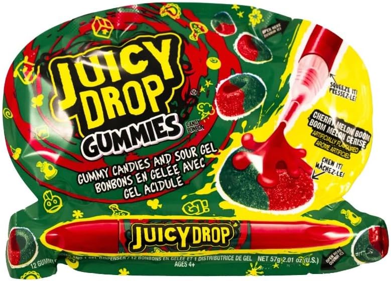 Juicy Drop Gummies Extreme 12 x 57g Delicious Tasty And Twisty Treat Gift Hamper For Birthday,Christmas Sold By Kidzbuzz