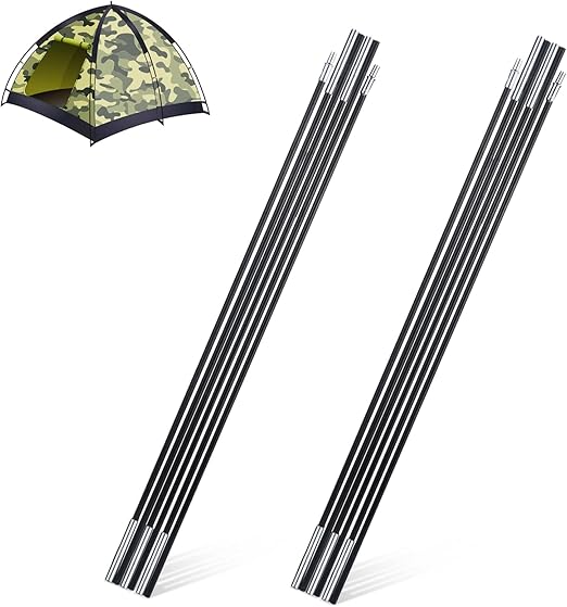 Tent Poles 2 PCS, Fiberglass Camping Tent Poles Replacement Aluminum Camping Rod Accessories Fiberglass Rods for Hiking Outdoor