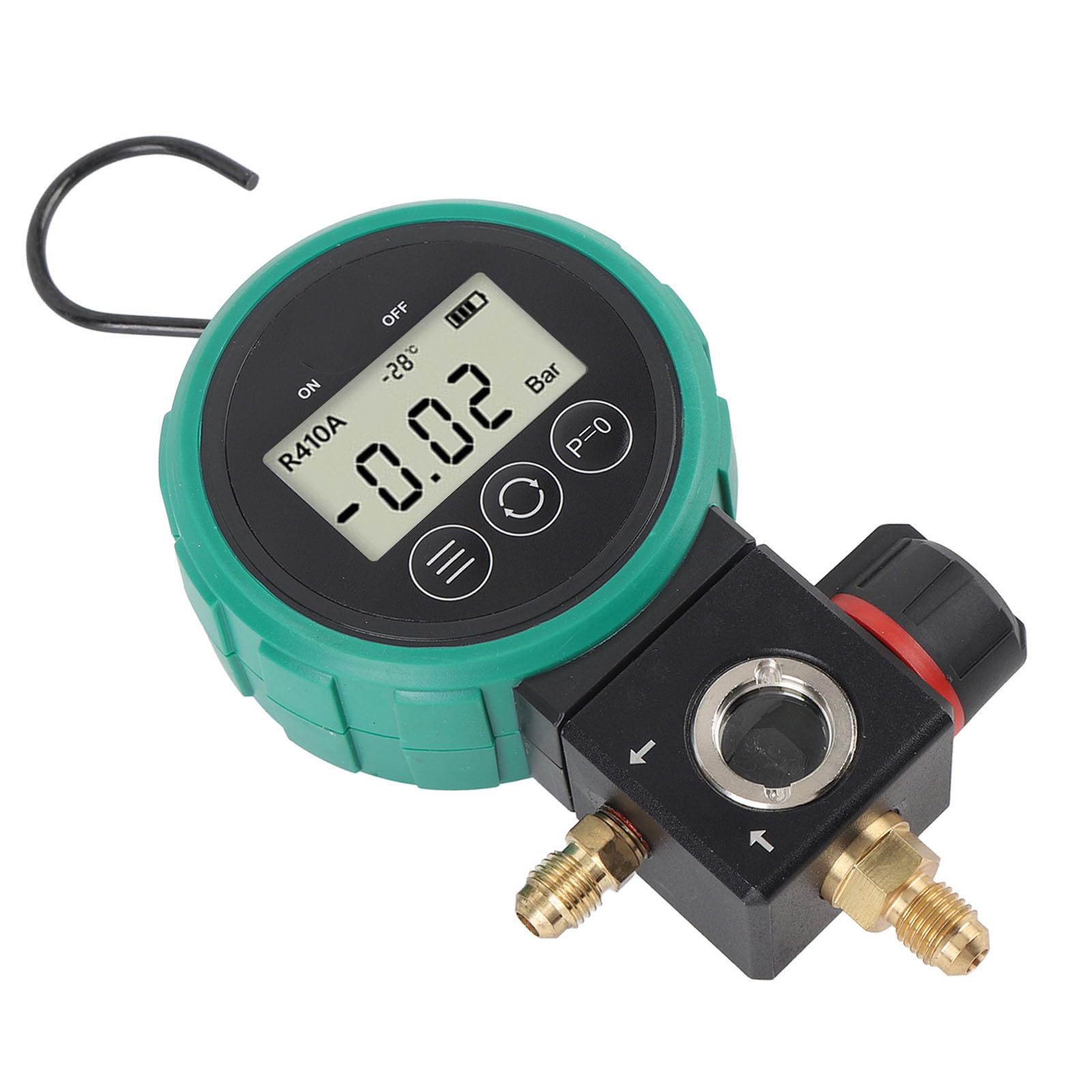 Manómetro digital HVAC, sensor de alta precisión, medidor de vacío con manguera y adaptador, apagado automático, alarma de sobrepresión para refrigerante R22, R32, R410A