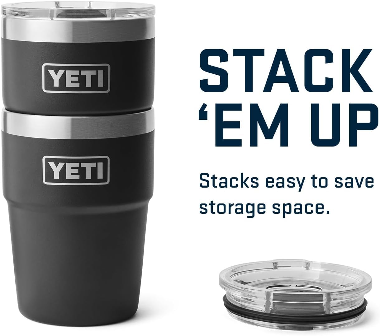 YETI Rambler 16 oz (473 ml) Stackable Cup with Removable Magslider Lid, Stainless Steel Vacuum Insulated Coffee Cup, Black - Image 4