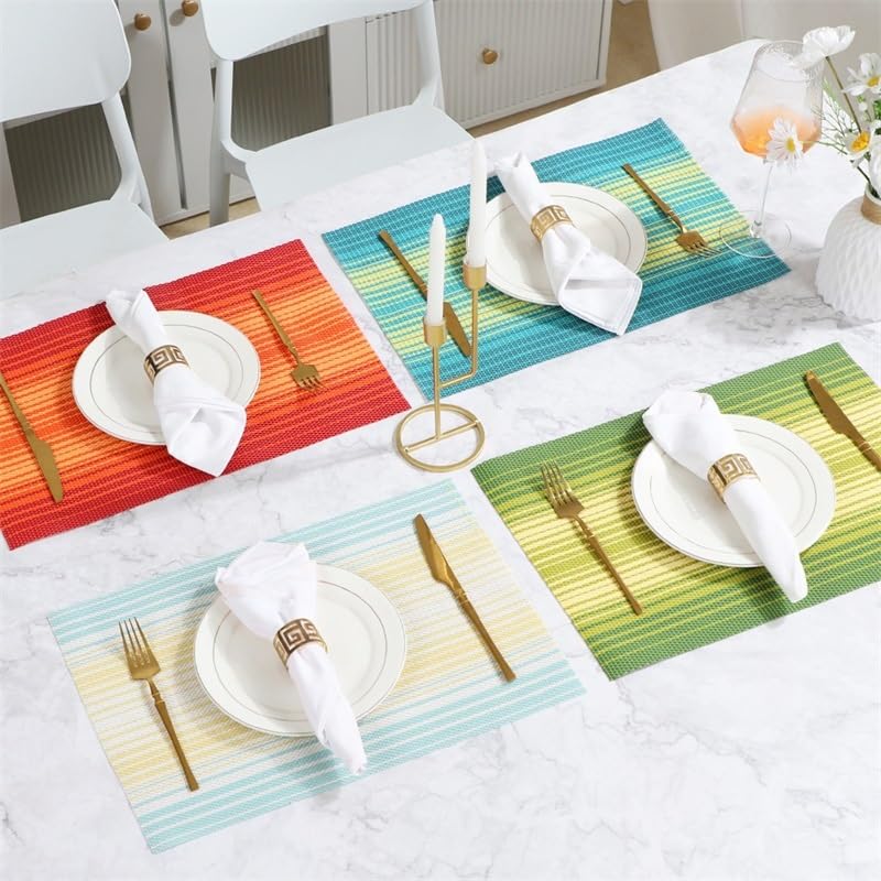 Tovagliette in tessuto termoisolato – Tappetini decorativi a righe per sala da pranzo, sottobicchieri da scrivania, protezione per il tavolo, antiscivolo, facili da pulire, accessori da cucina