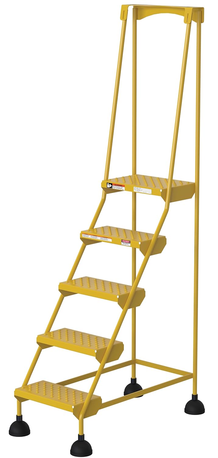Vestil LAD-5-Y-P Steel Commercial Spring Loaded Ladders 58 Degree 5 Perforated 16 in. Step Width 500 Lb. Capacity Yellow