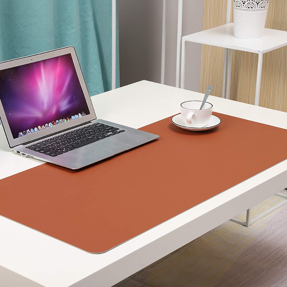 Tapis de souris double face en cuir PU imperméable marron