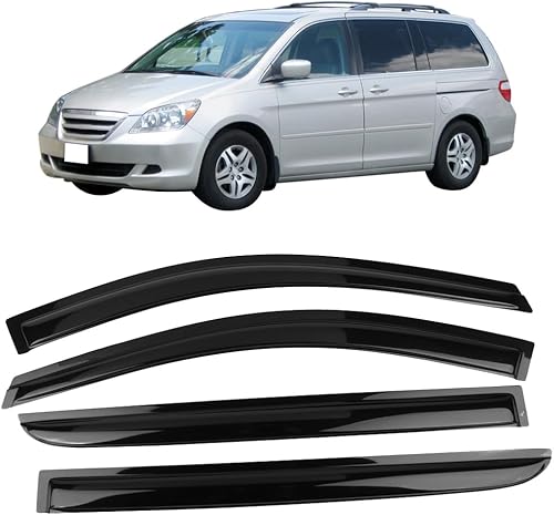 Miniatura 8 de IKON MOTORSPORTS, 2006 - Viseras de ventana compatibles con Honda Odyssey 2005-2010, juego completo ahumado JDM Stick On