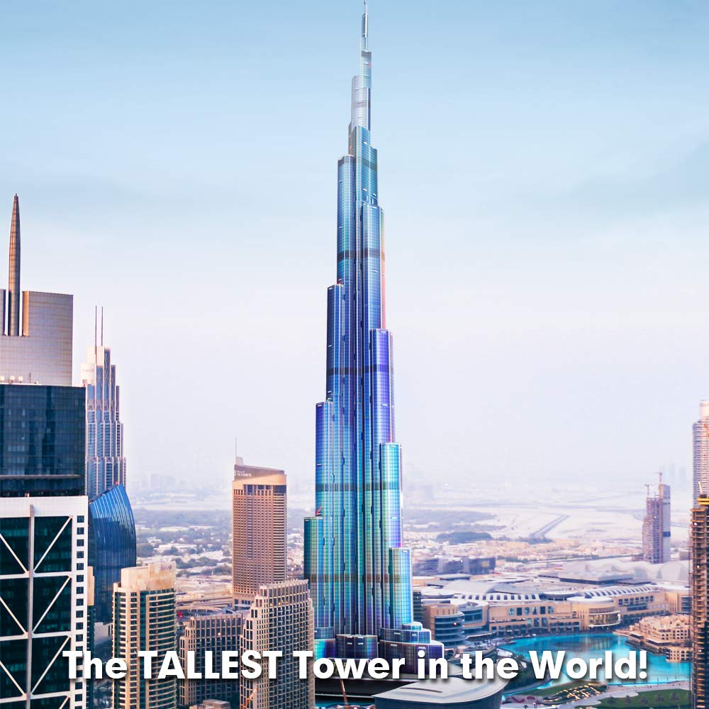 CubicFun Puzzle 3D LED 146 cm Dubai Burj Khalifa modello - Puzzle con luci a LED Decorazione per Adulti, 136 pezzi