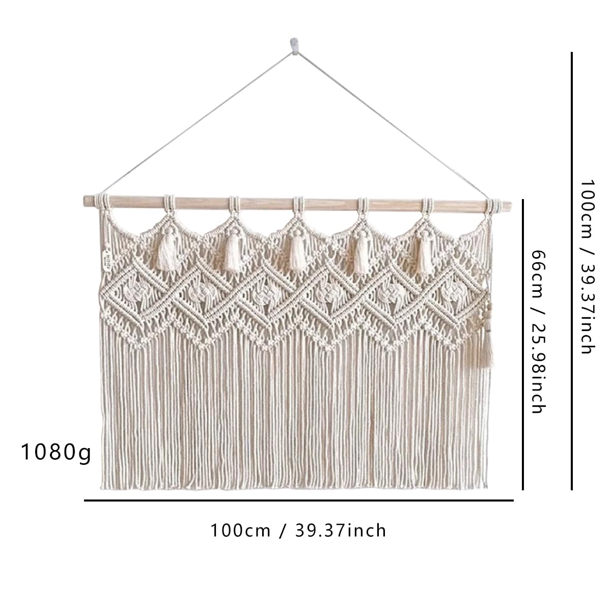 POFEIKTS Macrame Curtains Valance Boho Valances Wall Hanging Treatments Bed Decor for Bedroom Livingroom Kitchen Bathroom Wall Decor Without Stick