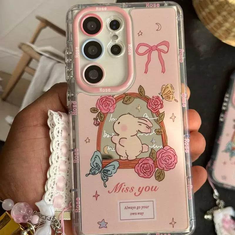 Image of Peeperly Back Cover Case for Samsung Galaxy S23 Ultra Scratch Resistant Anti-Slip TPU Shockproof Protective Durable Florina Bunny Case for Girls & Women