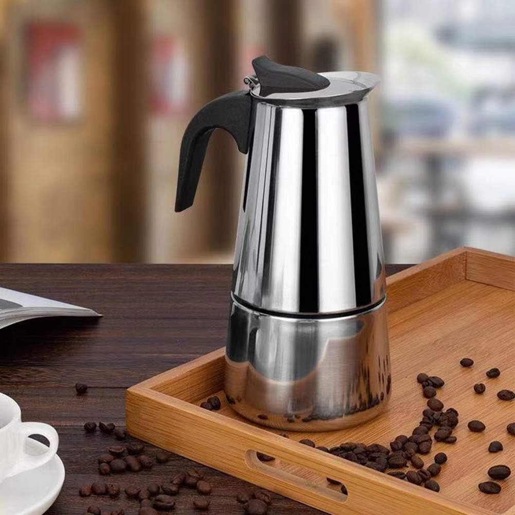 Cafetera de café espresso de acero inoxidable para placa de inducción, capacidad de 300 ml, cafetera italiana para espresso rico