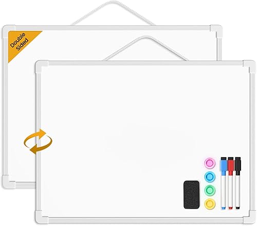 Pizarra pequeña de borrado en seco para pared, pizarra blanca pequeña de doble cara de 16 x 12 pulgadas, pizarra blanca de borrado en seco con 3
