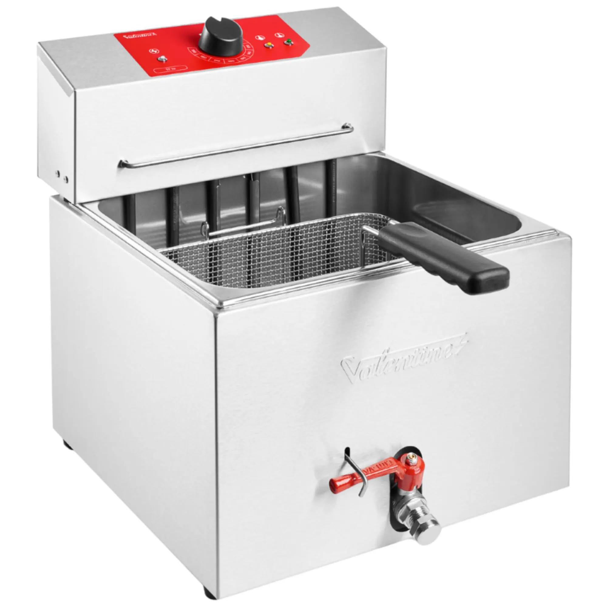 MBH - Friggitrice elettrica industriale Valentine da 10 litri con 1 cestello per la ristorazione. Friggitrice professionale in acciaio inox per bar, ristorante e cucina industriale