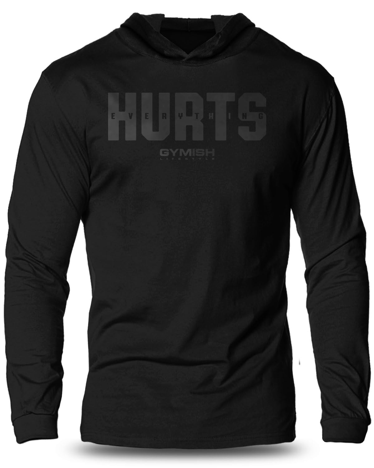 D R DETROIT REBELS Everything Hurts Inspirational Long Sleeves Workout Lightweight Funny Gym Hooded
