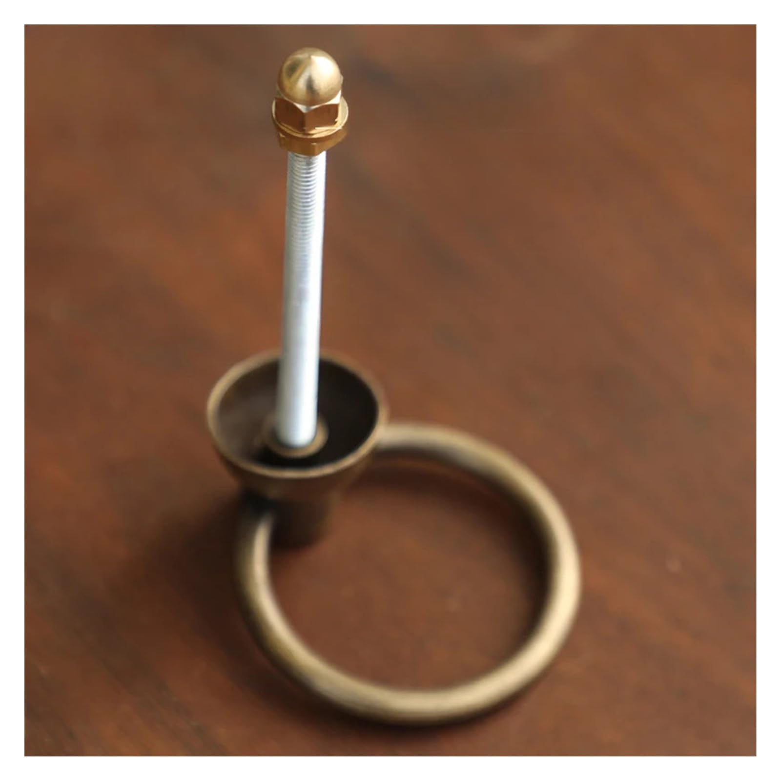 1 szt. Vintage solidna mosiężna drewniana kołatka do drzwi wytrzymały uchwyt meblowy wystroju domu w stylu Retro(80mm gold fitting)