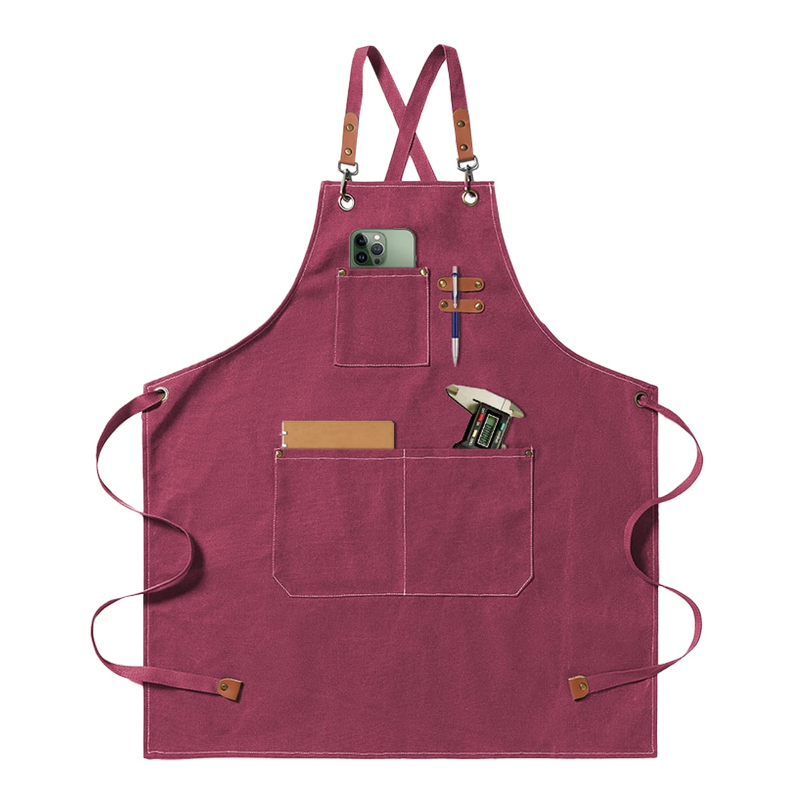 jiuzcare Grillschürze Herren, Grillschürze mit Taschen, verstellbare Kochschürze aus Oxford-Stoff, BBQ Schürze für Küche, Backen und Grillen, Geschenk für Männer, robust und praktisch