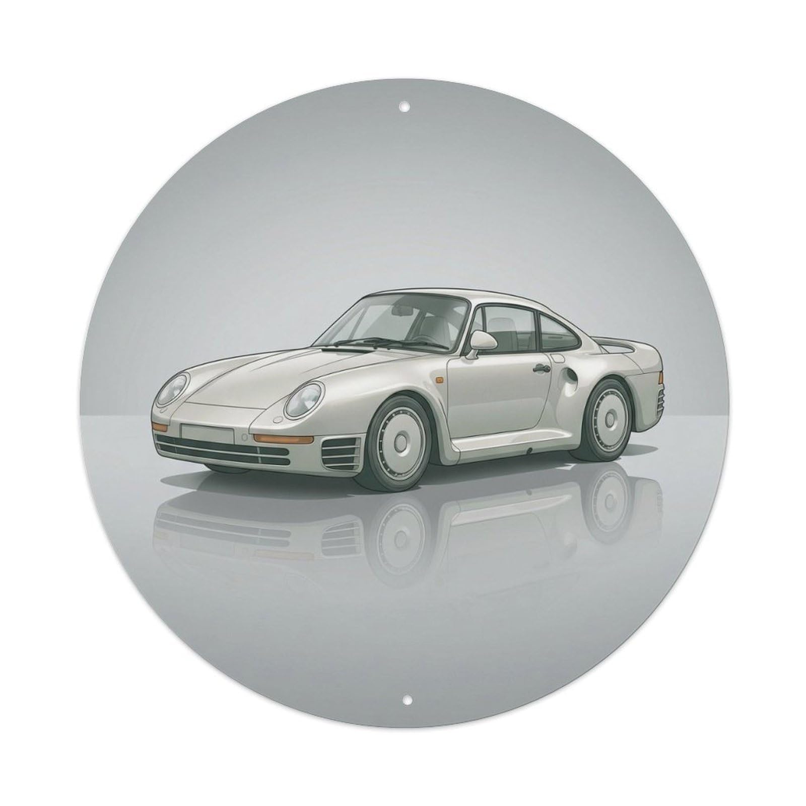 German Supercar 959 Classic Sports Car Motorsport Racing Metal Tin Sign Plaque Wall Decor for Cafe, Man Cave, Club Bar, Office, Home Garden Round Metal Poster 8x8Inch