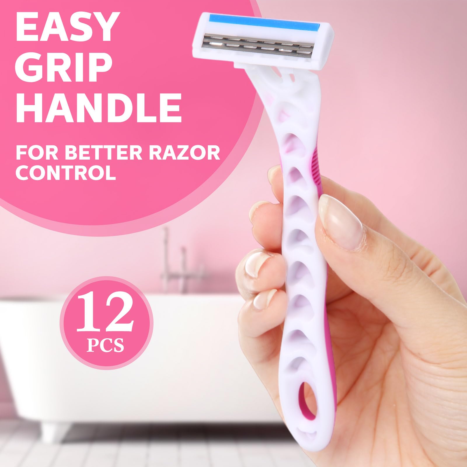 Afeitadoras desechables para mujer (12 unidades, 3 hojas, sueltas) para piel sensible, afeitado cómodo para baño, hotel, viaje.