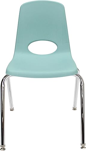 Miniatura 8 de FDP 13050-SF - Silla escolar apilable de 18 pulgadas, asiento apilable para estudiantes con patas de acero cromado y deslizadores giratorios para