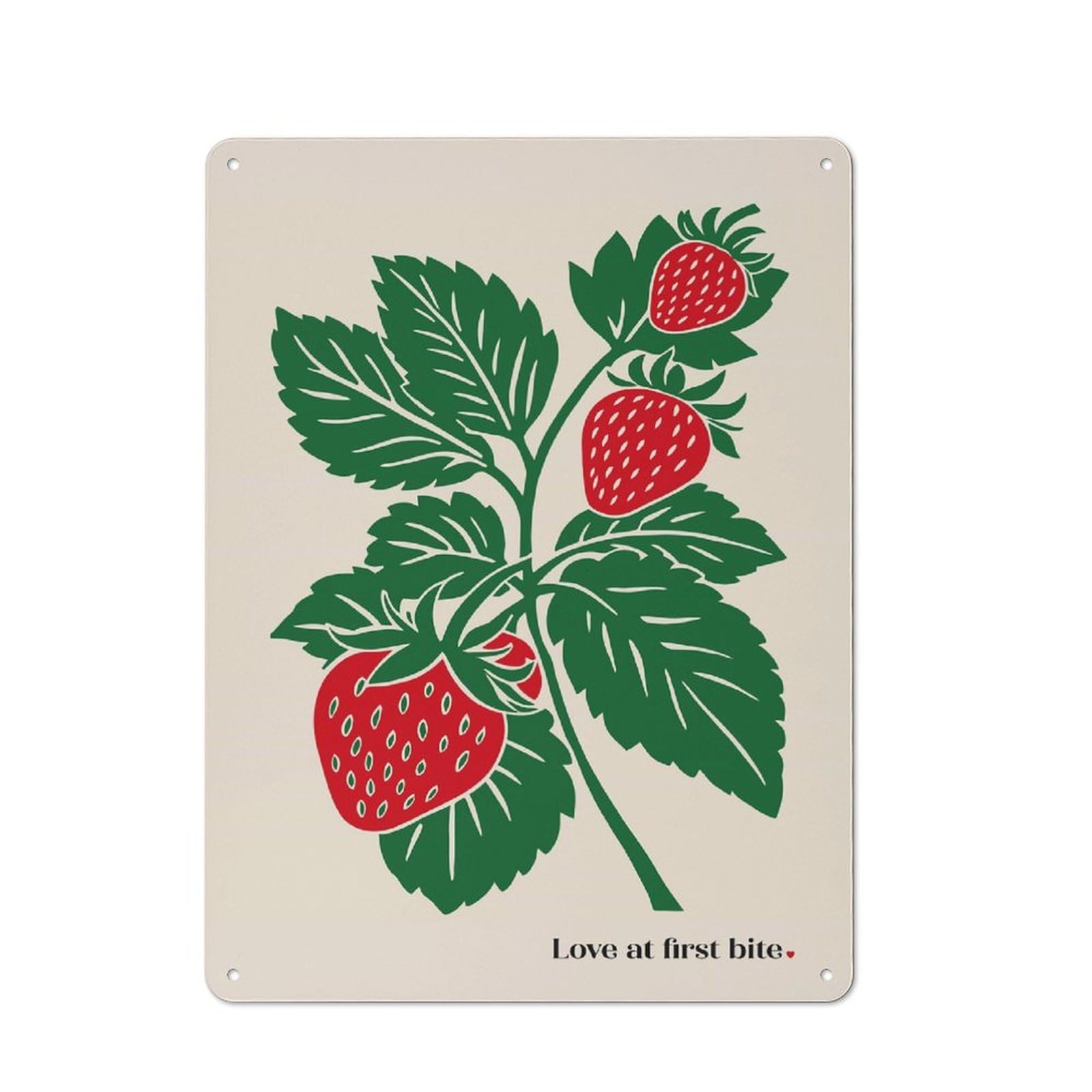 Junmoney Style-19 Metal Wall Sign 40X30cm Featuring Strawberries Love For Café Or Home Bar, A Decorative Gift For A Newly Furnished Café And Home Bar
