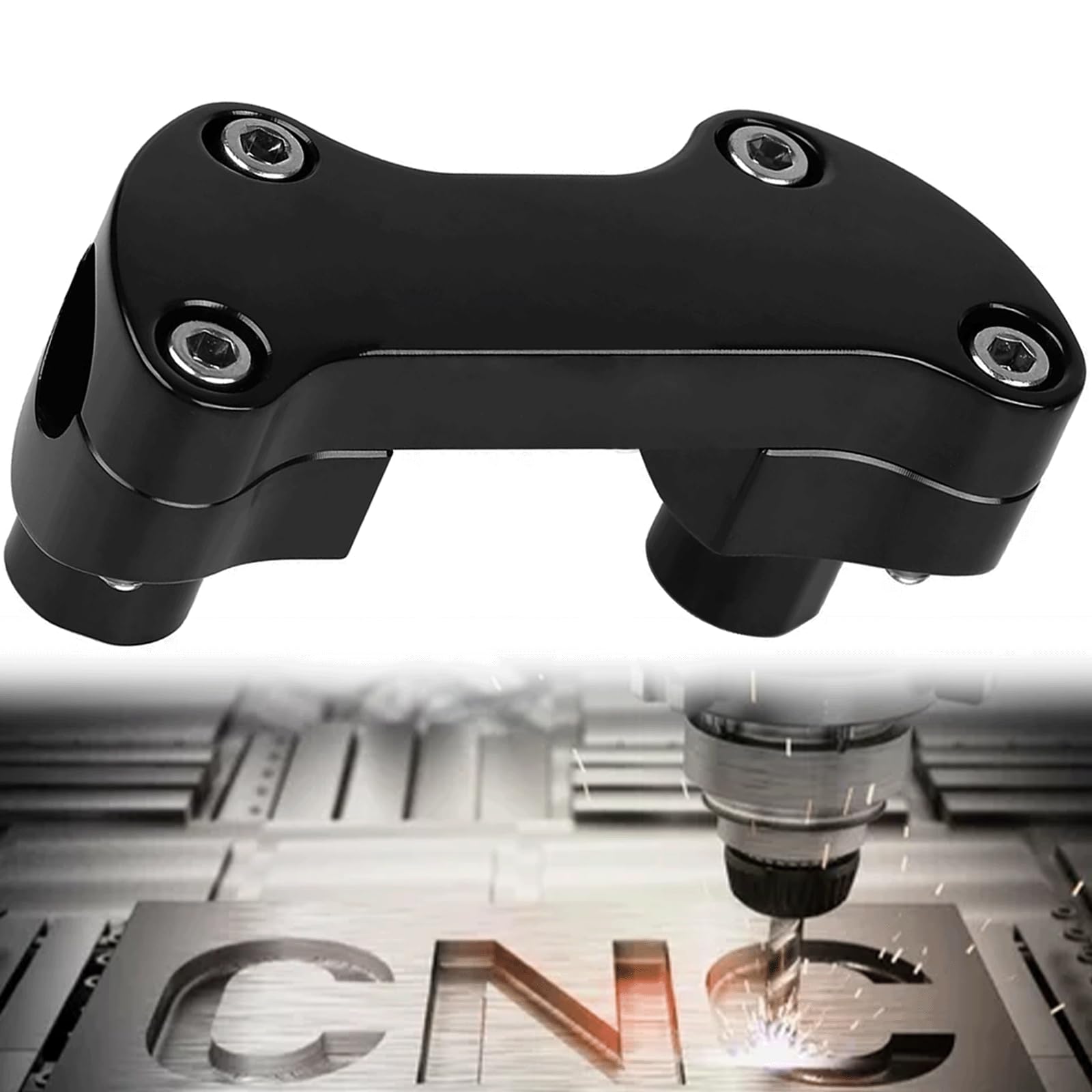 1” Handlebar Riser/Top Clamp Kit 1.5" Tall for Harley Touring Sportster Softail Dyna Models (Rise Height: 1.5", For 1" Bar) (1‘’ Handlebar Top Riser Clamp-Black）