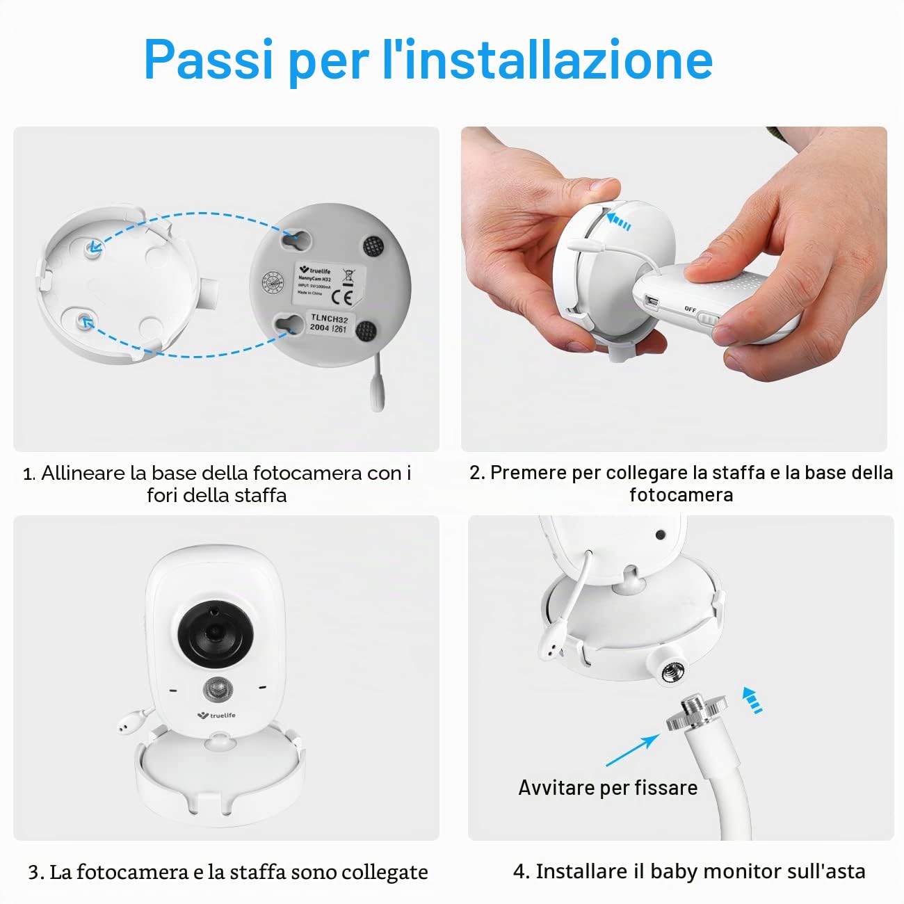 HOLACA Clip Supporto Babyfono 3,2" LCD Digitale per BOIFUN/GHB/TakTark GHB ABM600 VSIFEHSO