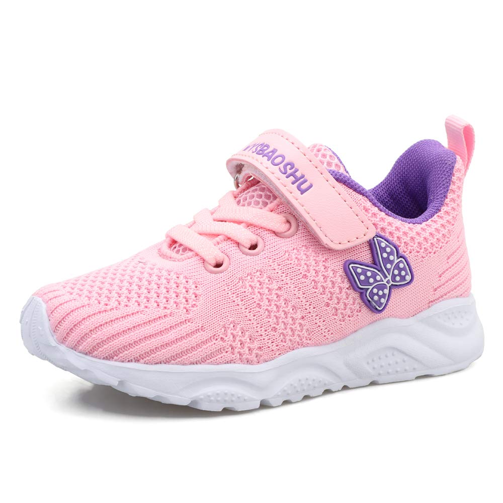 Basket Bébé Fille Chaussure de Course Fille Sports Running Fitness Enfant Sneakers Respirant pour Fille 26 EU,Rose