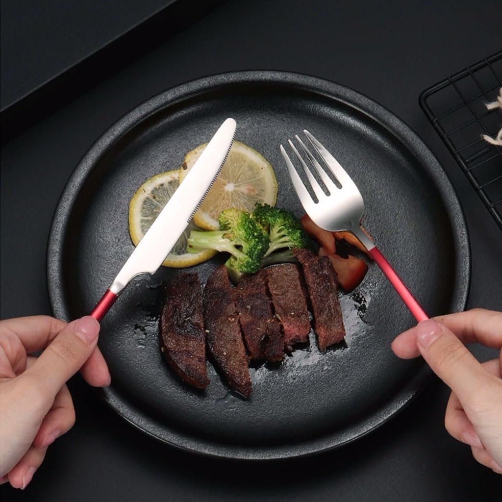 Ensemble d'argenterie 2/3 pièces, Couteau, Fourchette, cuillère, Couverts en Acier Inoxydable, fourchettes à dîner réutilisables, Service de Table Poli Miroir