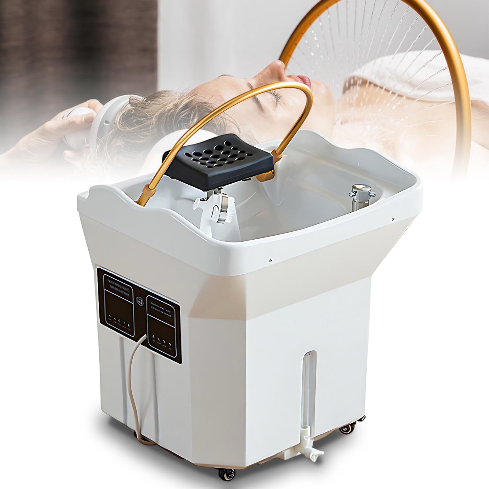 Wangyingxu Head Spa Equipment, Sink Portable, Thermostatic Water Circulation Shampoo Basin, with 60L Water Tank, Waterfall Head Spa System, for Home, Hair Salon