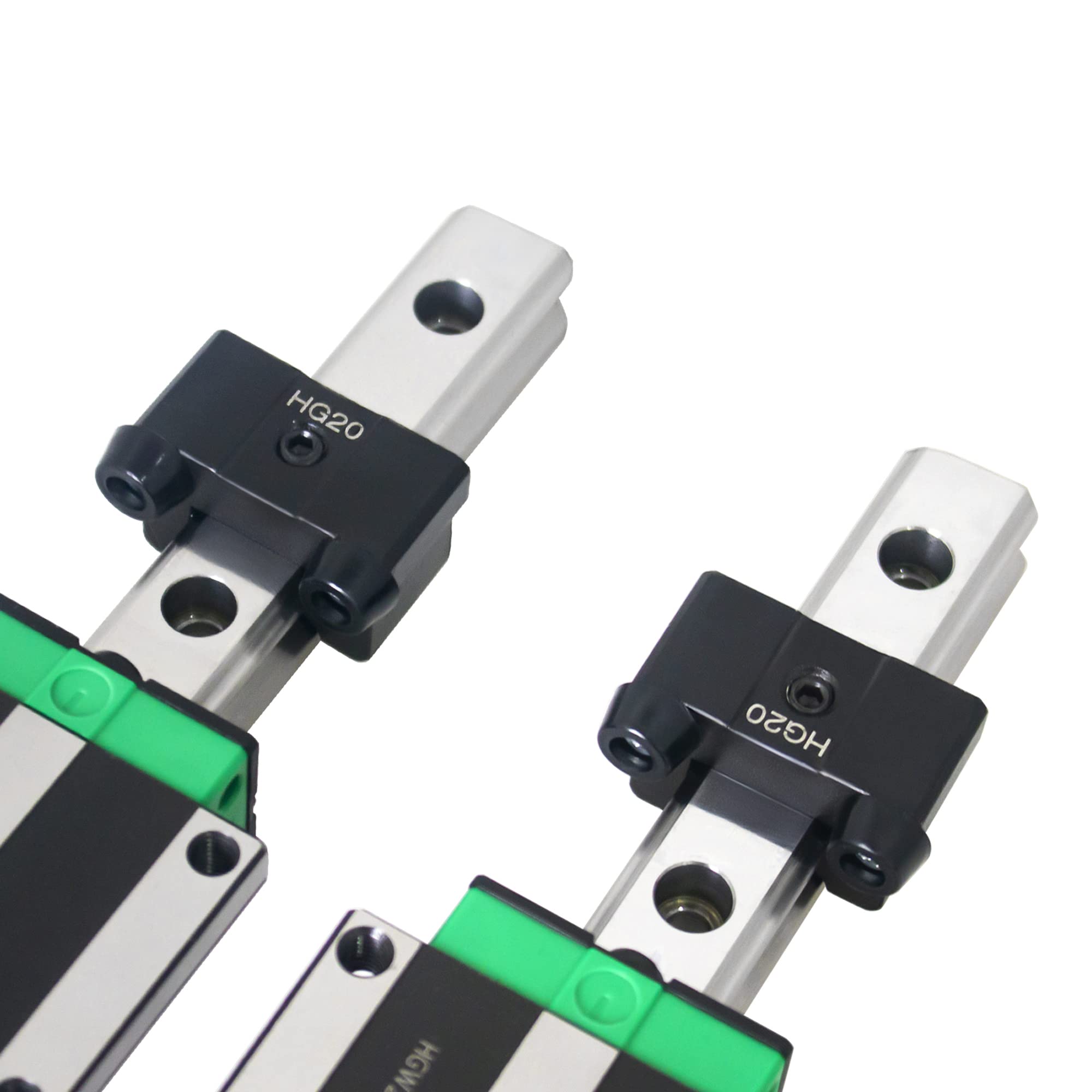 CNCMANS HGR20 - Set di 2 guide lineari HGR20 - 800 mm e 4 pattini di scorrimento HGW20CC + 4 pattini di limitazione per macchine e dispositivi automatizzati