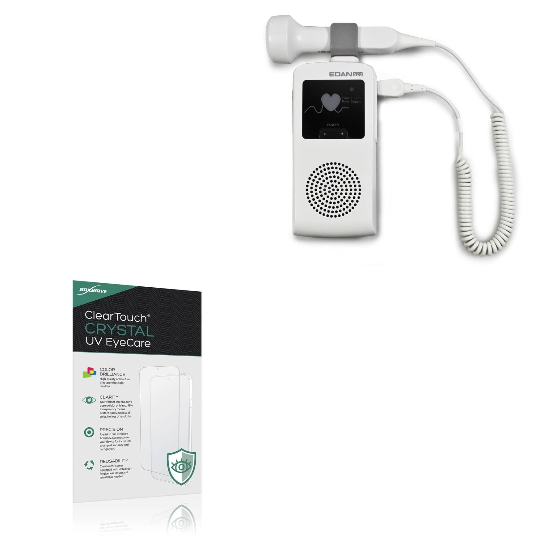 BoxWave Screen Protector Compatible With Edan SD3 Lite - ClearTouch Crystal Anti-UV EyeCare (2-Pack), Filters out Harmful Blue Light Reduce Fatigue