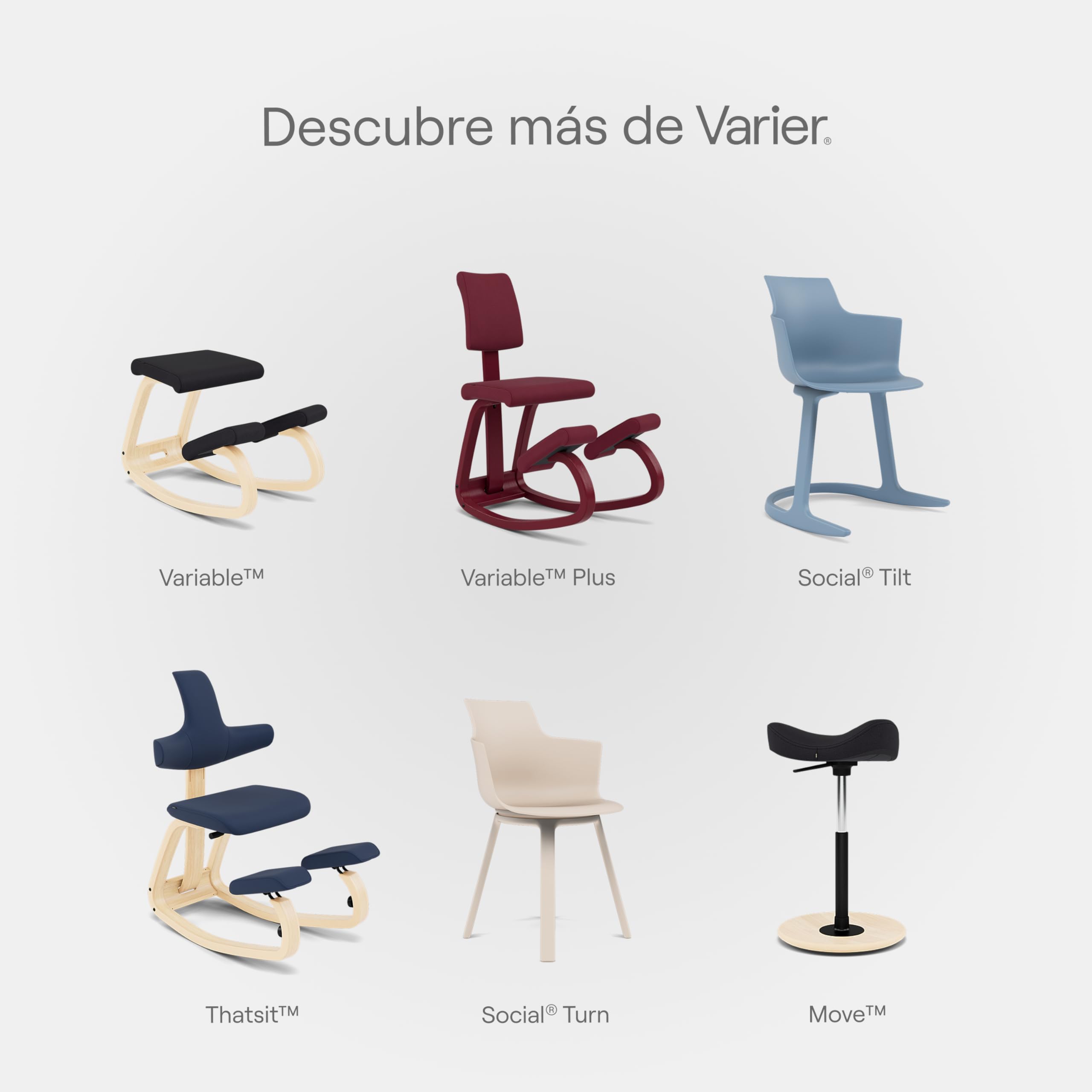 Varier Variable Plus Silla Ergonómica de Rodillas con Respaldo Natural/Negro – Silla de Oficina con Diseño Escandinavo, Postura Activa y Comodidad – Garantía de 10 Años