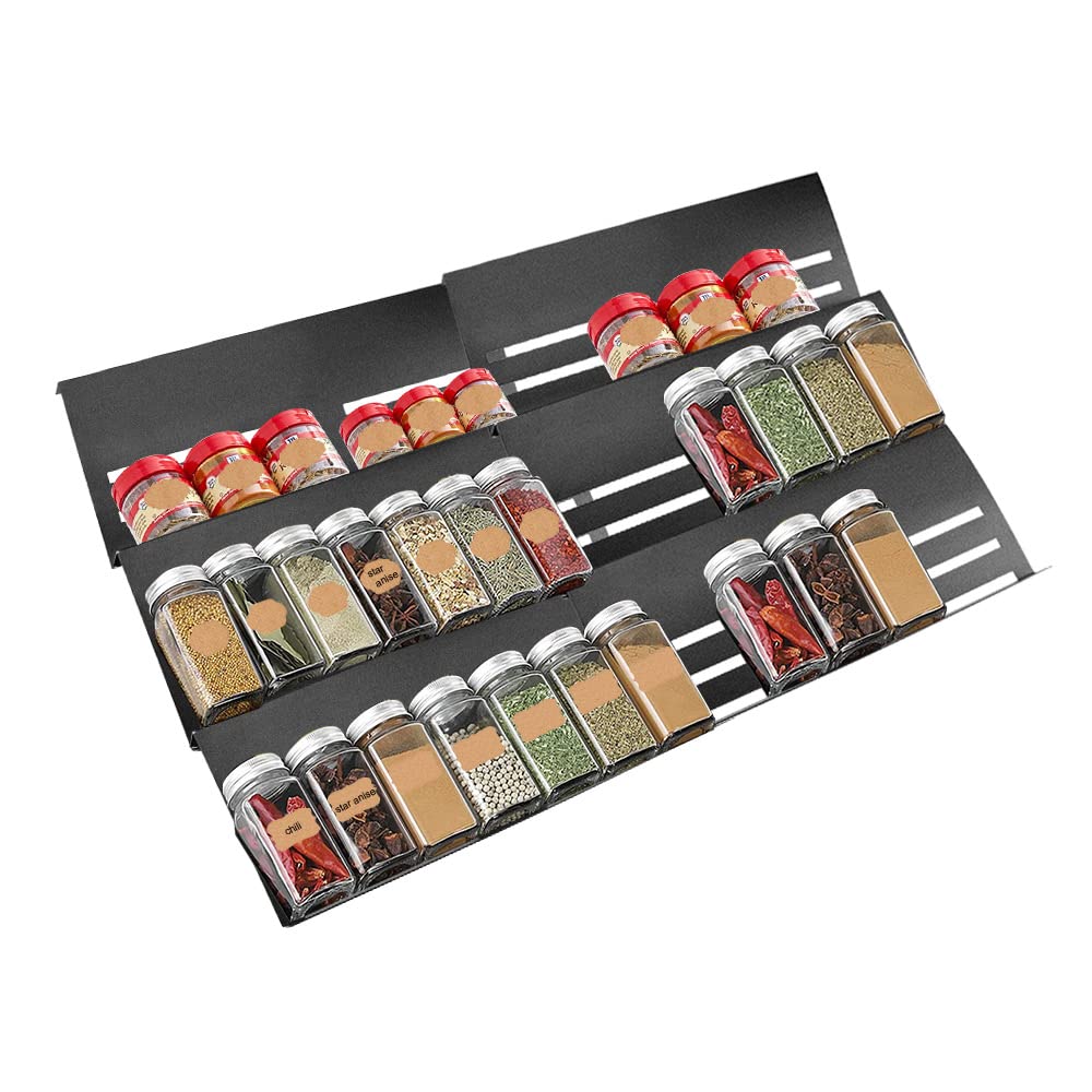 TXErfolg 3 Pièces Porte-Épices Tiroir Extensible 30-60cm Avec Autocollants Kraft