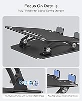 Vista 6 de Nulaxy Soporte para portátil totalmente ajustable para escritorio, elevador de computadora de aluminio plegable doble con ventilación térmica
