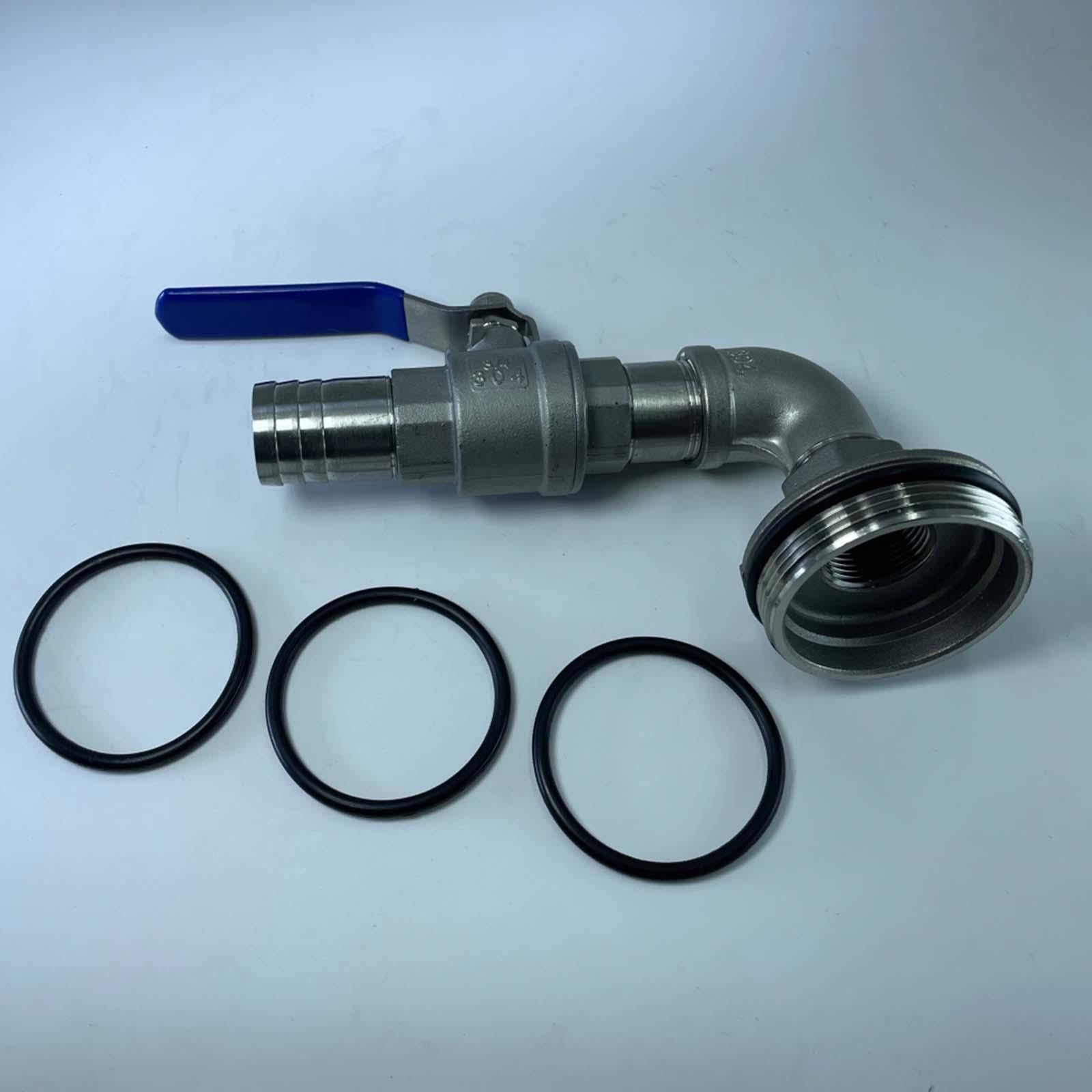 Rubinetto a Botte Dn50 Rubinetto a Tamburo Rubinetto a Botte Facile da Installare con Guarnizioni Valvola a Sfera Filettatura da 2 Pollici per Secchio, Lunghezza 15 cm