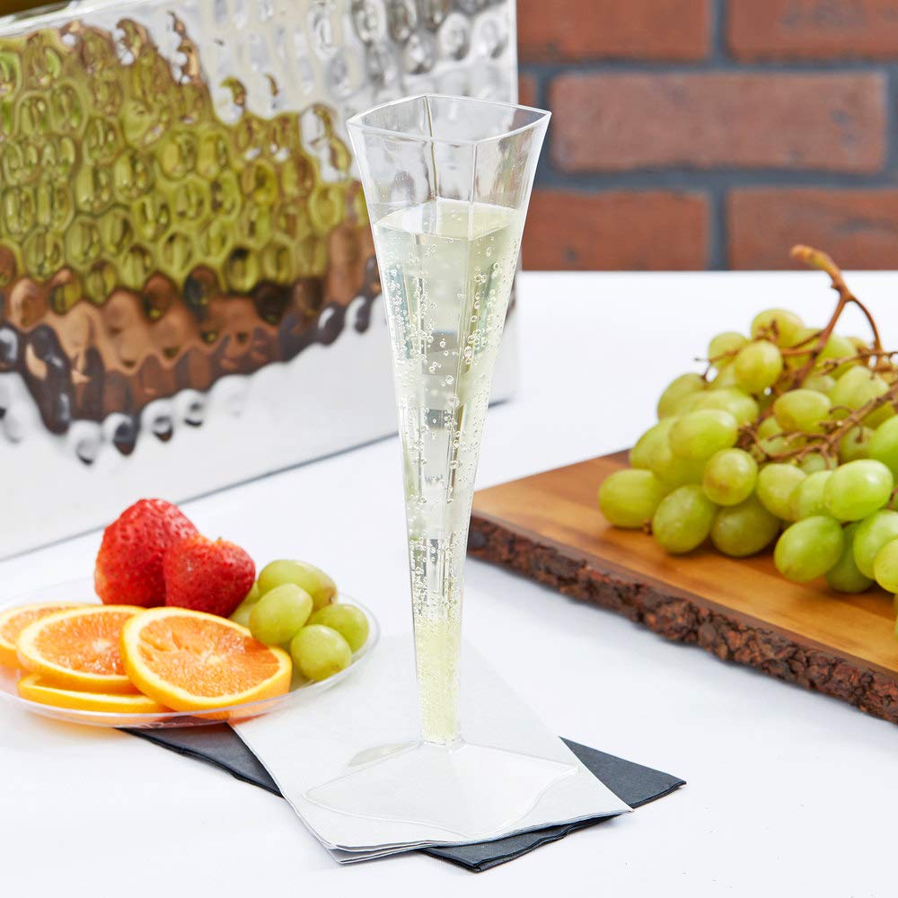 Clear Plastic Champagne Flutes - 5 oz | Wavetrends | Pack of 6