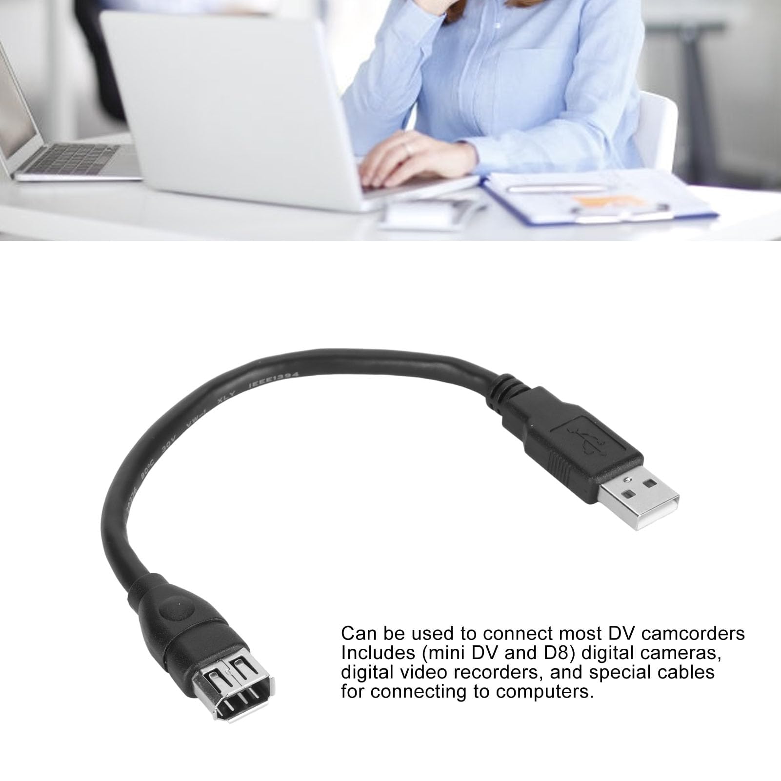 Câble Adaptateur USB Firewire 6 Pin vers USB pour Caméscopes DV Caméras Numériques PVC